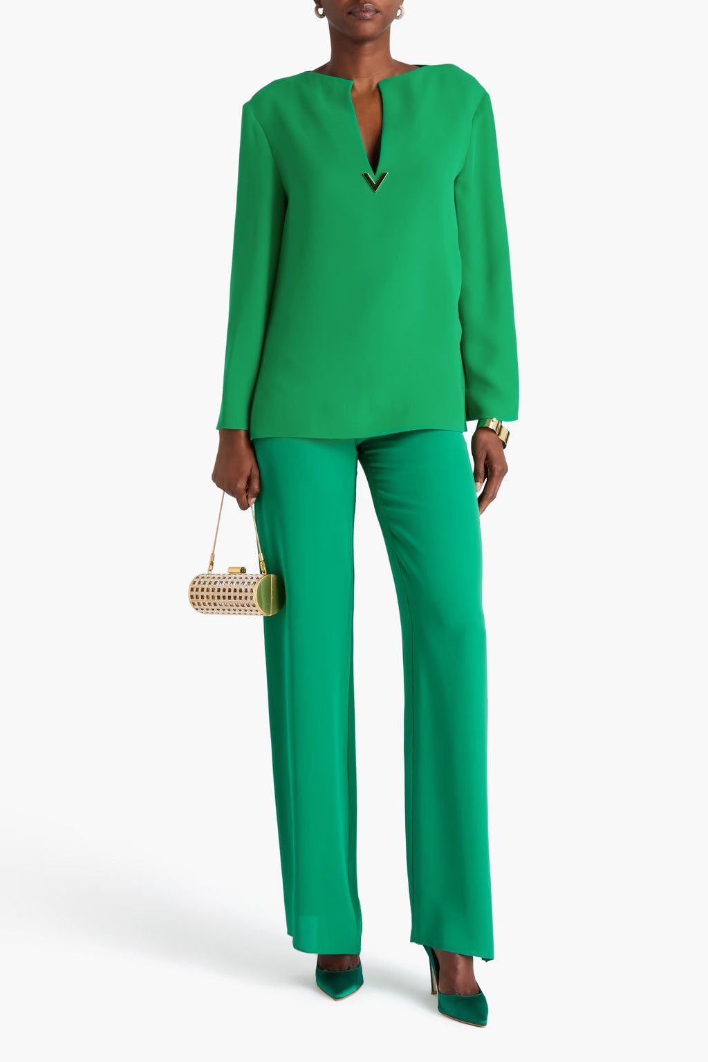Valentino o1y0326 Blouse in Green Size XS / US 0-2 / IT 36-38 - 2 Thumbnail