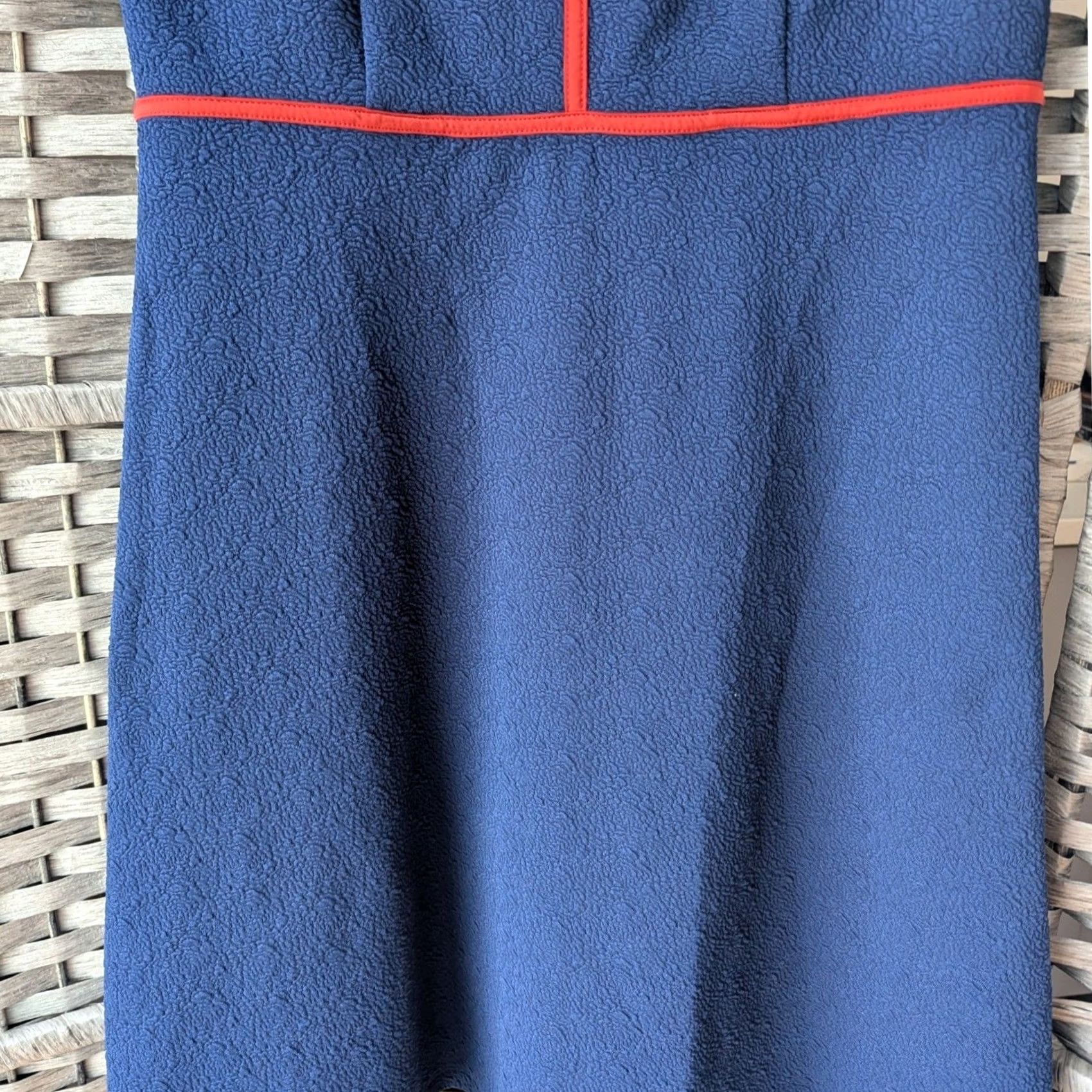 Vintage THML Dress Navy Blue Red Sleeveless Sz M Retro Mod Office Size M / US 6-8 / IT 42-44 - 2 Thumbnail