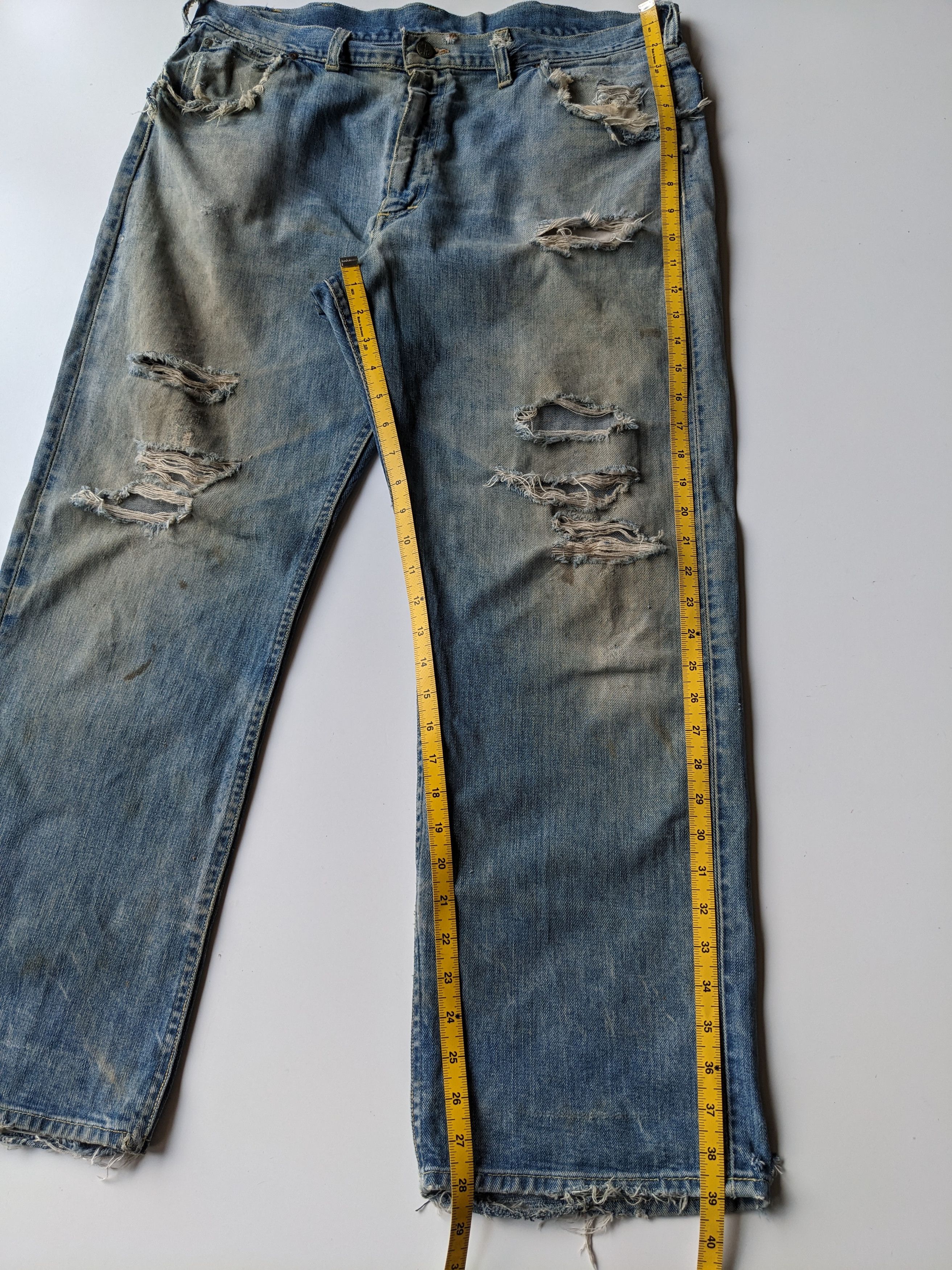 Lee Vintage 50s Lee distressed selvedge jeans Size US 37 - 14 Thumbnail