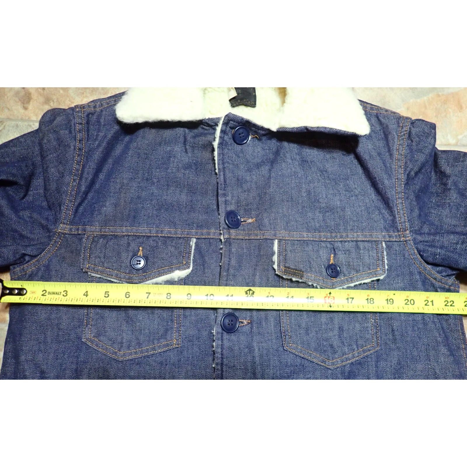 Sears VINTAGE ROEBUCK'S SEARS Denim Indigo 70s Coat Sherpa Lined Jacket Mens 38R 45" Chest 30" Length 23.5" Arm 18" Shoulder CHORE STYLE USA Mens Boys? Size US XXS / EU 40 - 6 Thumbnail