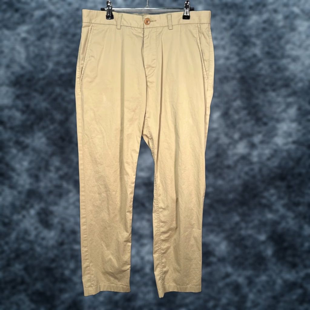 Essentials Bernpole Essential Mens Size 31 Beige Straight-Leg Chino Pants Regular Fit - 29 In Inseam, Flat Front, Cotton Polyester, Vintage No, Casual Size US 31 - 1 Thumbnail