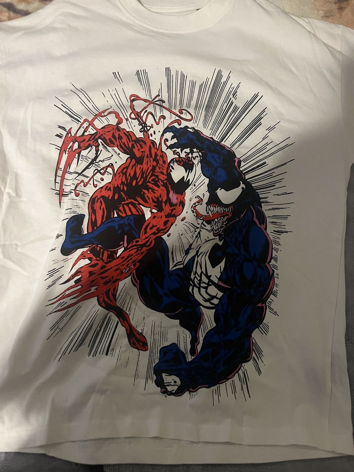 image of Sergio Calabasas Venom Carnage Shirt With Stickers in White, Men's (Size Small)