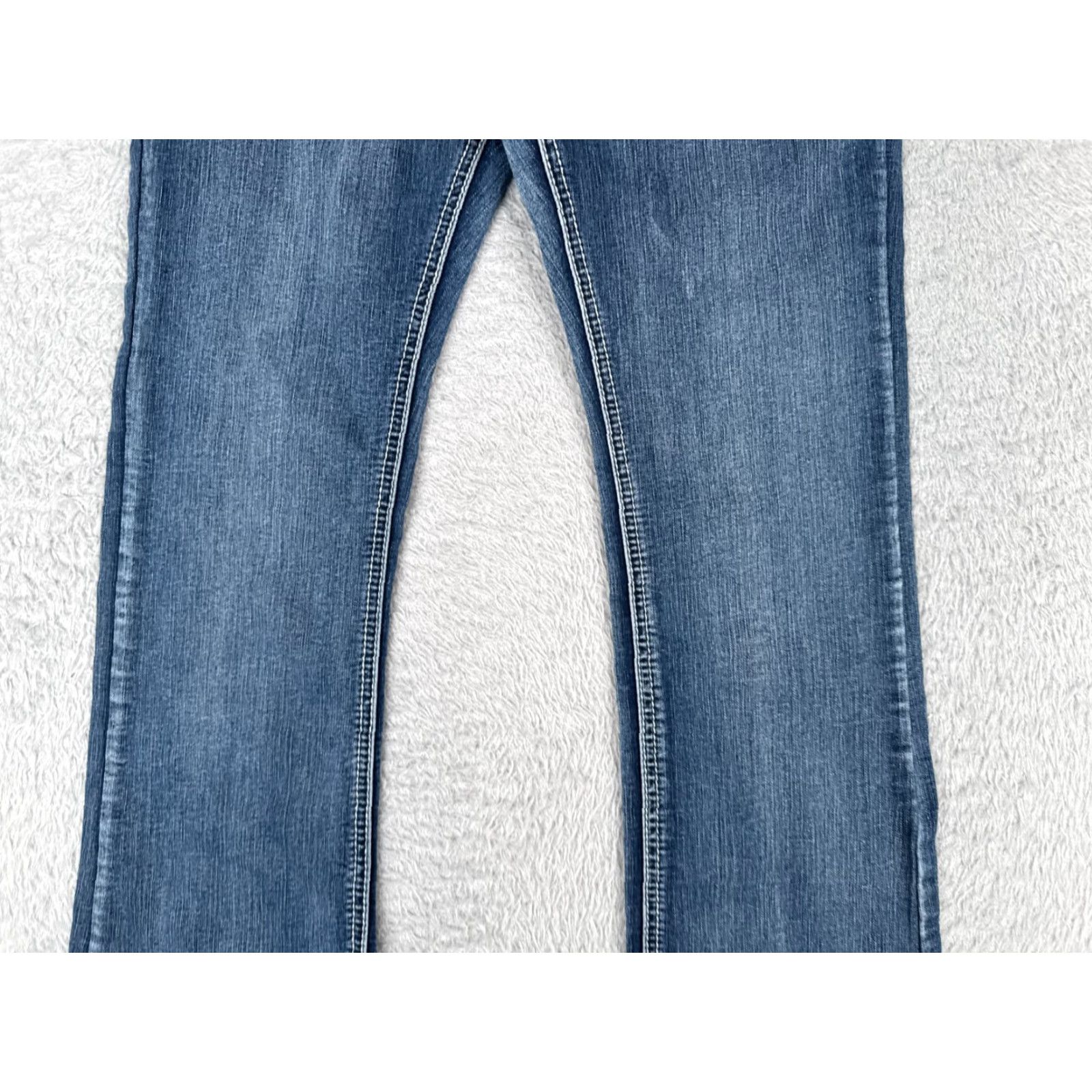 Denime VINTAGE Love Indigo Blue Denim Bootcut Jeans Juniors 16 Low Rise Embroidered Sequin Cotton Blend Girls Size 38" / US 16 / IT 52 - 3 Thumbnail