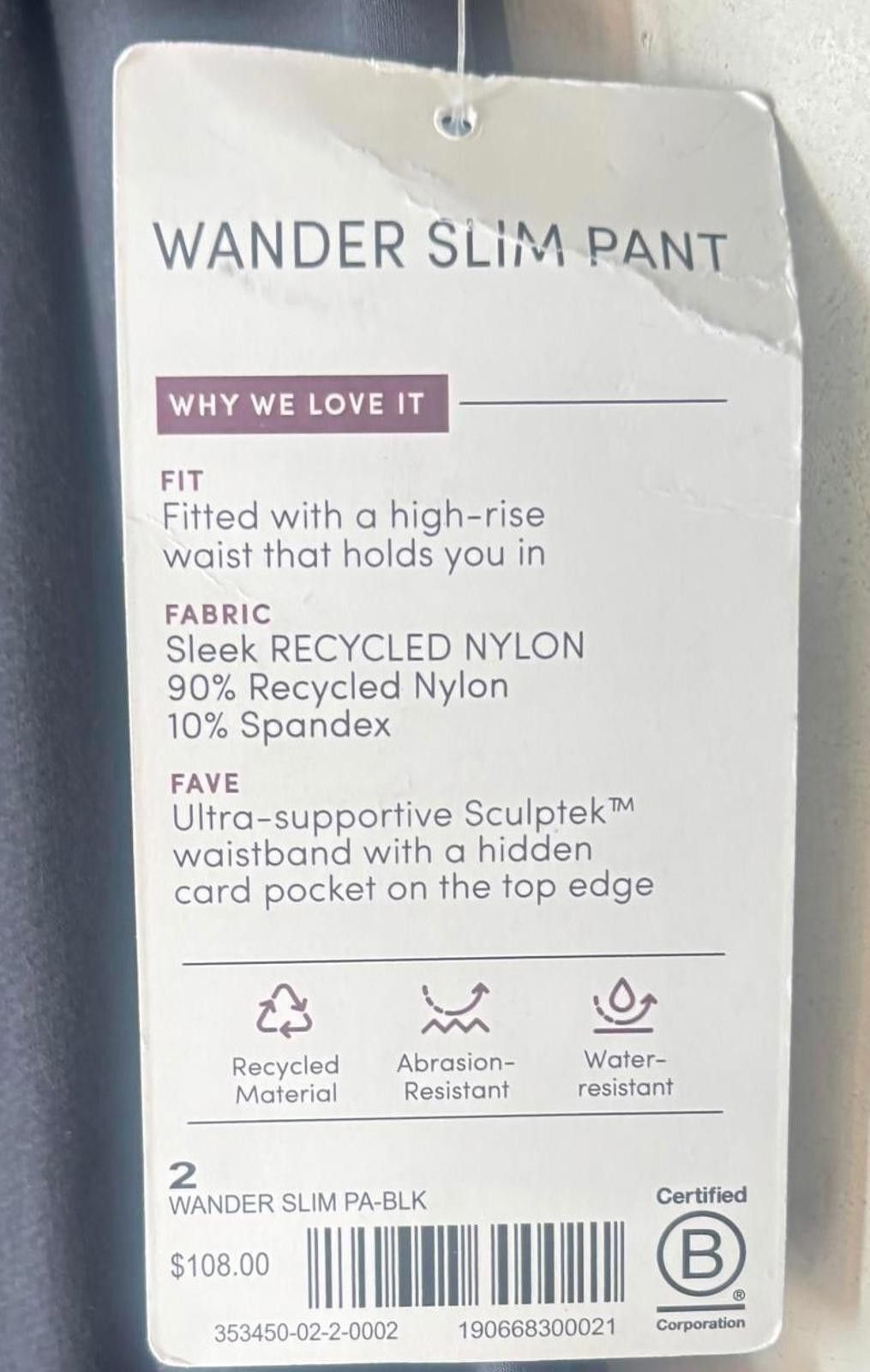 Other Athleta Black Wander Slim Pants Size ONE SIZE - 4 Thumbnail