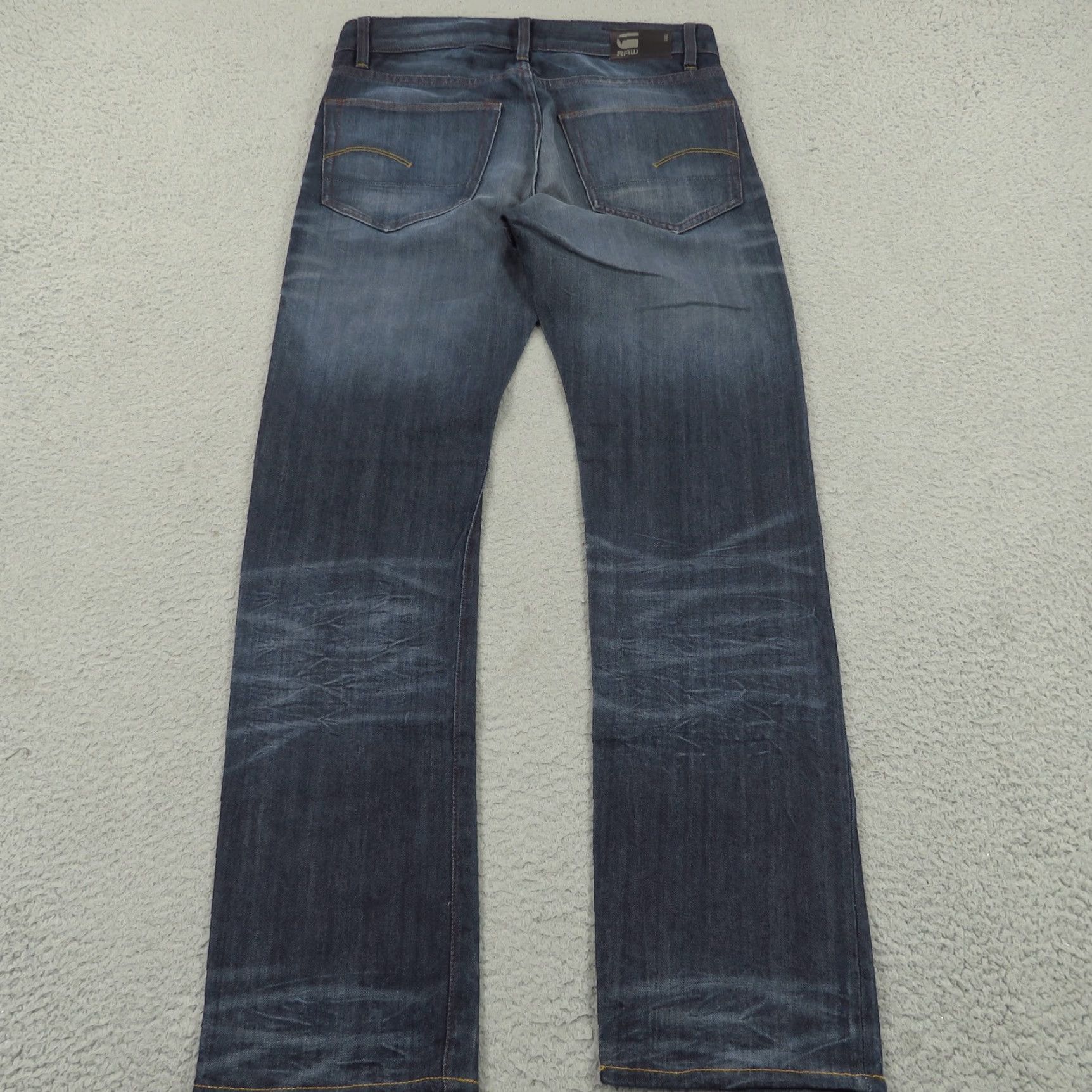 Vintage G-Star RAW 3301 Slim Straight Jeans Mens 32x32 Blue Denim Distressed Faded Logo Patch 5-Pocket Zip Fly Cotton Polyester Elastane Vintage No Size US 32 / EU 48 - 2 Thumbnail