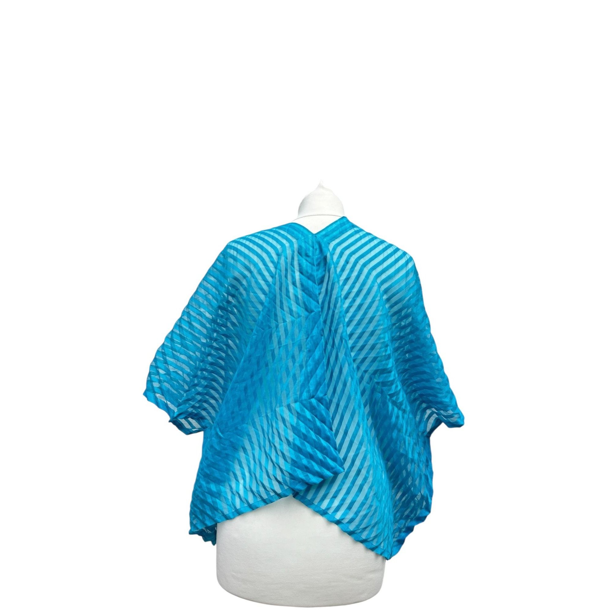 Issey Miyake Blue Striped Sheer Pleated Top Size M / US 6-8 / IT 42-44 - 3 Thumbnail