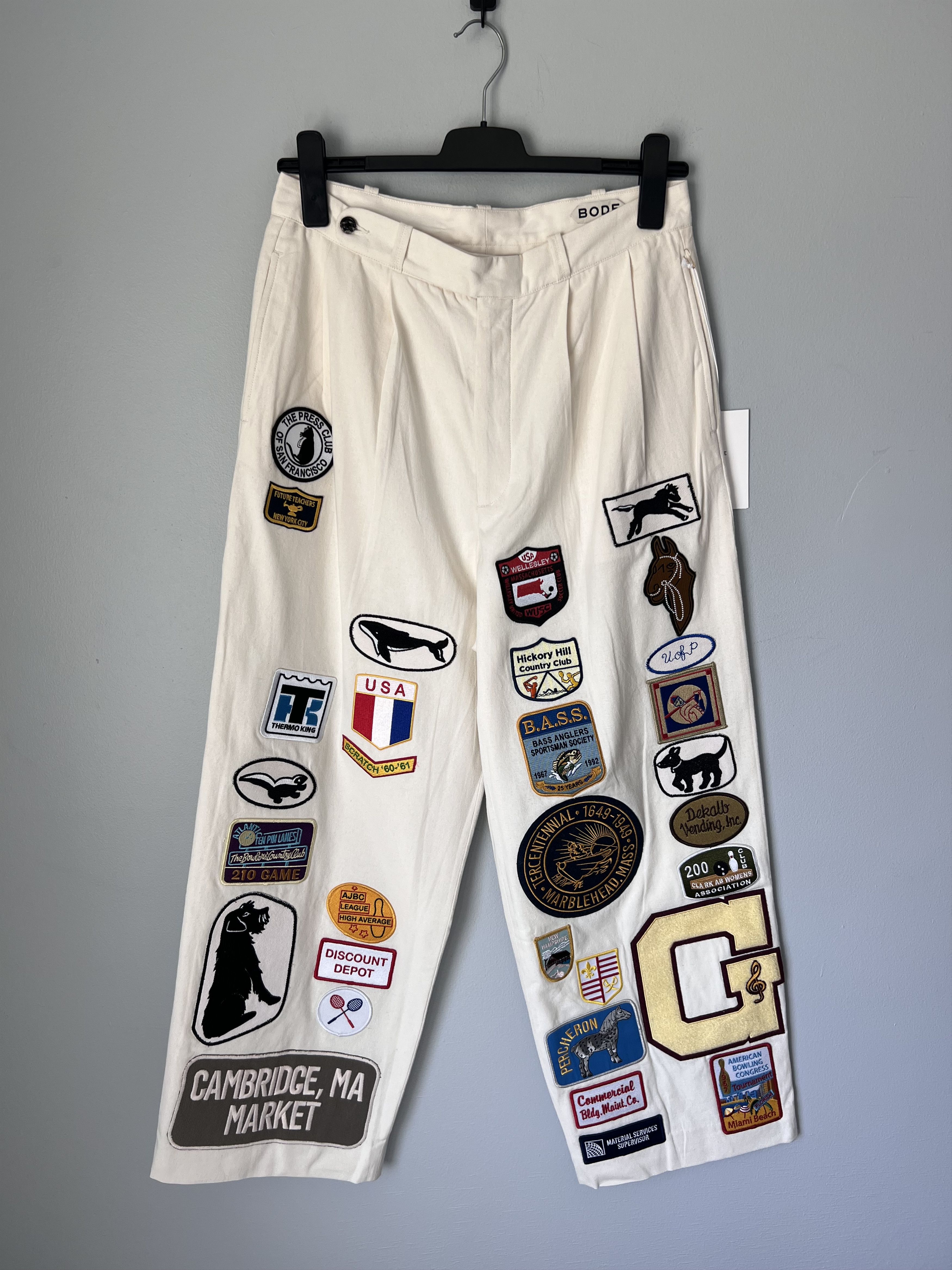 Bode Bode Cambridge Mcnab Trousers in White Size US 33 - 1 Thumbnail