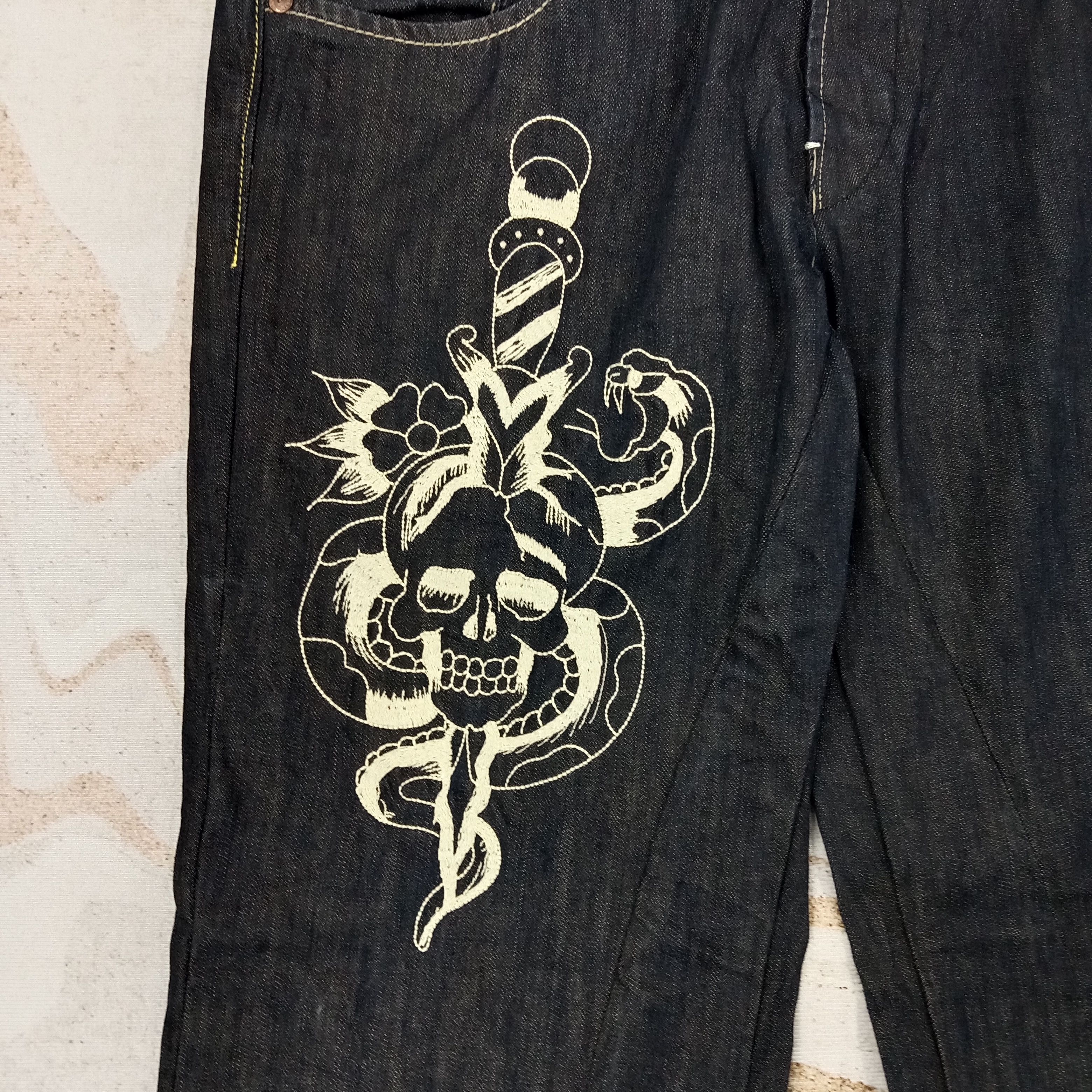 Ed Hardy Ed Hardy Christian Audiguer Embroidery Denim Jeans C258N15 Size US 38 / EU 54 - 6 Thumbnail