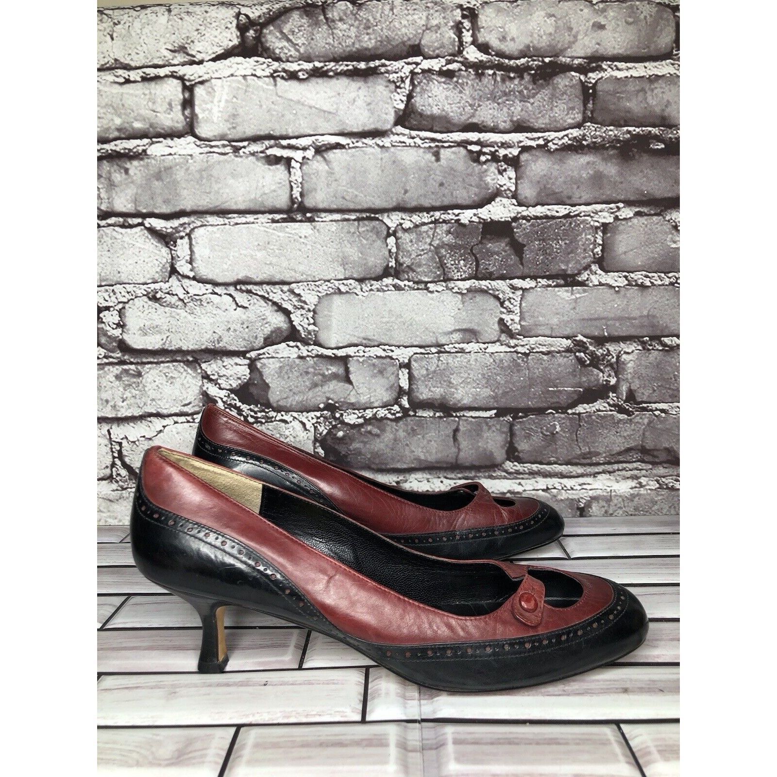 Other Max Studio Burgundy Red Leather MaryJane Strap High Heels Wo Size US 9 / IT 39 - 21 Thumbnail