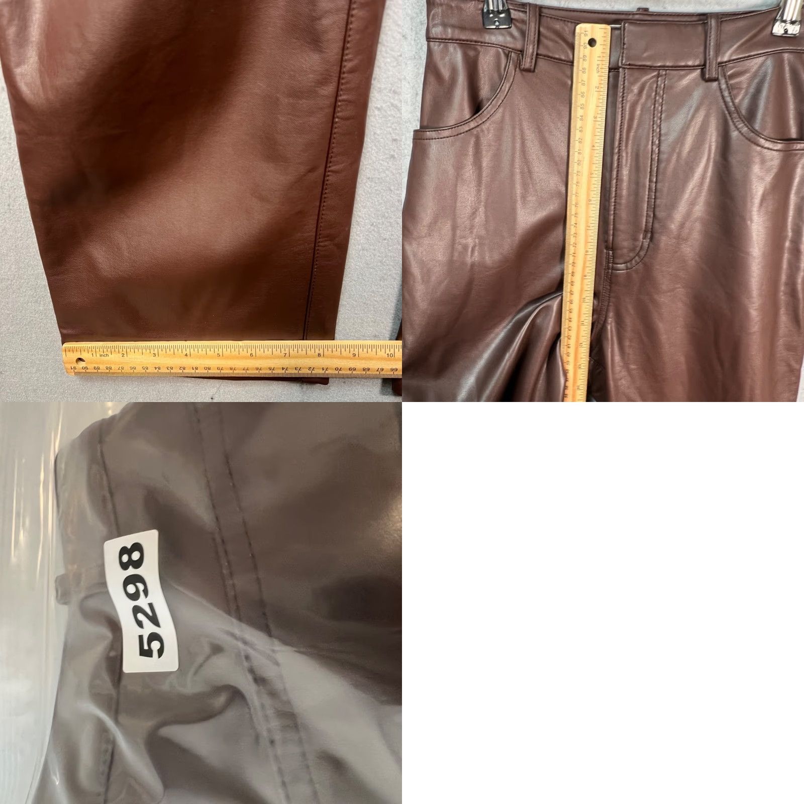 House of CB HOUSE OF CB Womens Small Faux Leather Brown Straight Leg Pants London Designer Pants Size 28" / US 6 / IT 42 - 8 Thumbnail