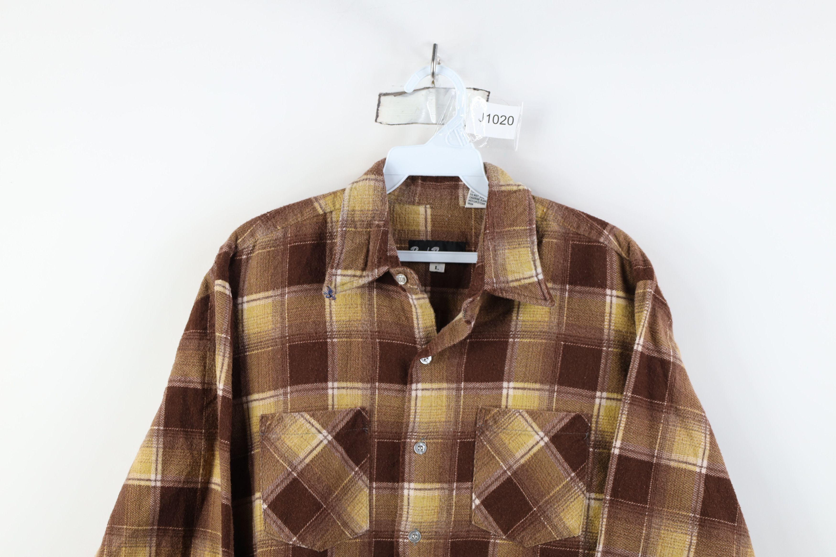 Vintage Vintage 70s Streetwear Flannel Collared Button Shirt Plaid Size US L / EU 52-54 / 3 - 2 Thumbnail