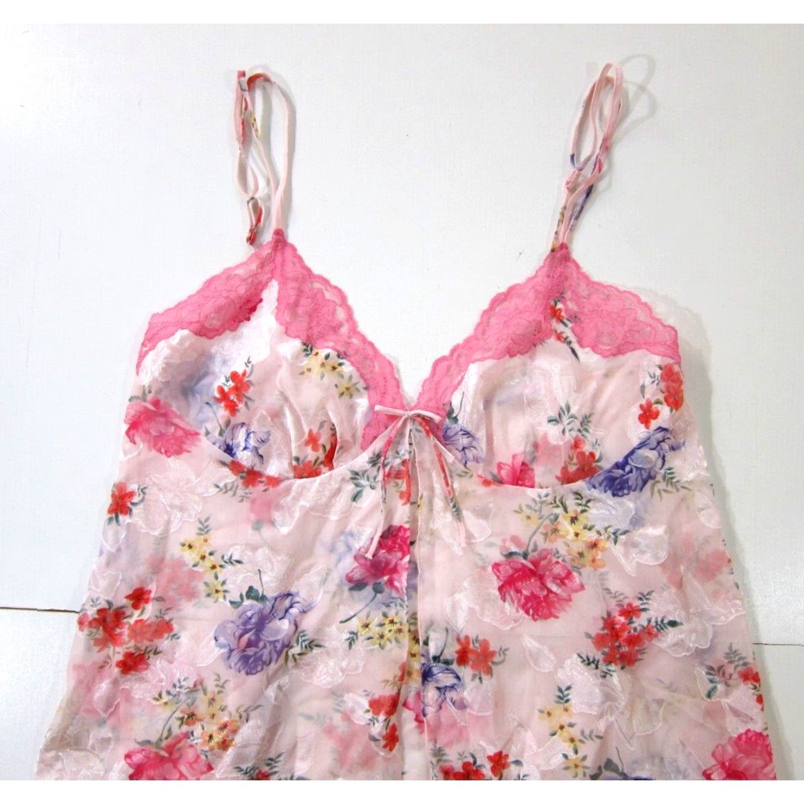 Vintage Secret Treasures Camisole Lingerie Spaghetti Strap Floral 1XL Pink Size ONE SIZE - 4 Thumbnail