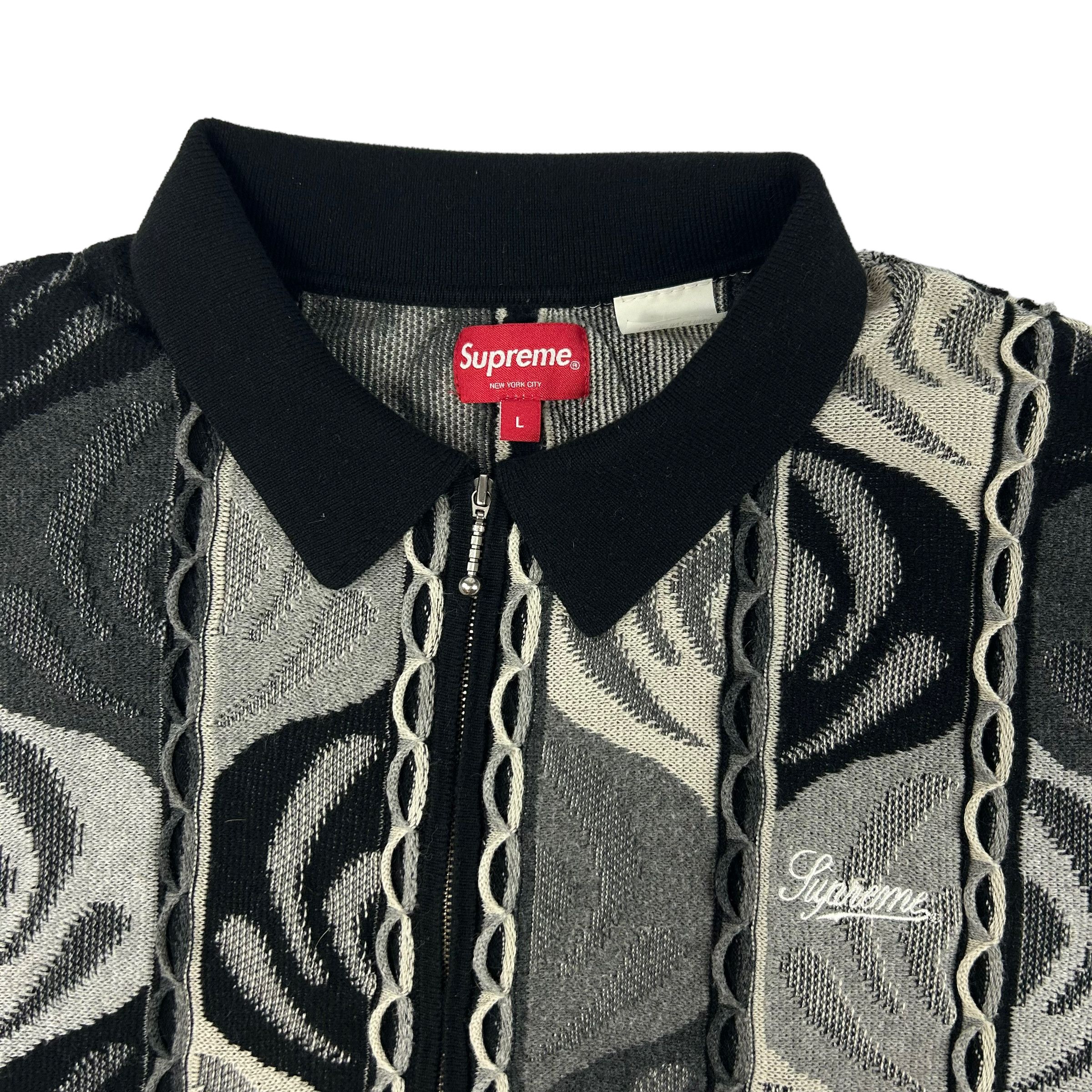Supreme supreme abstract textured cable knit zip up polo | Grailed