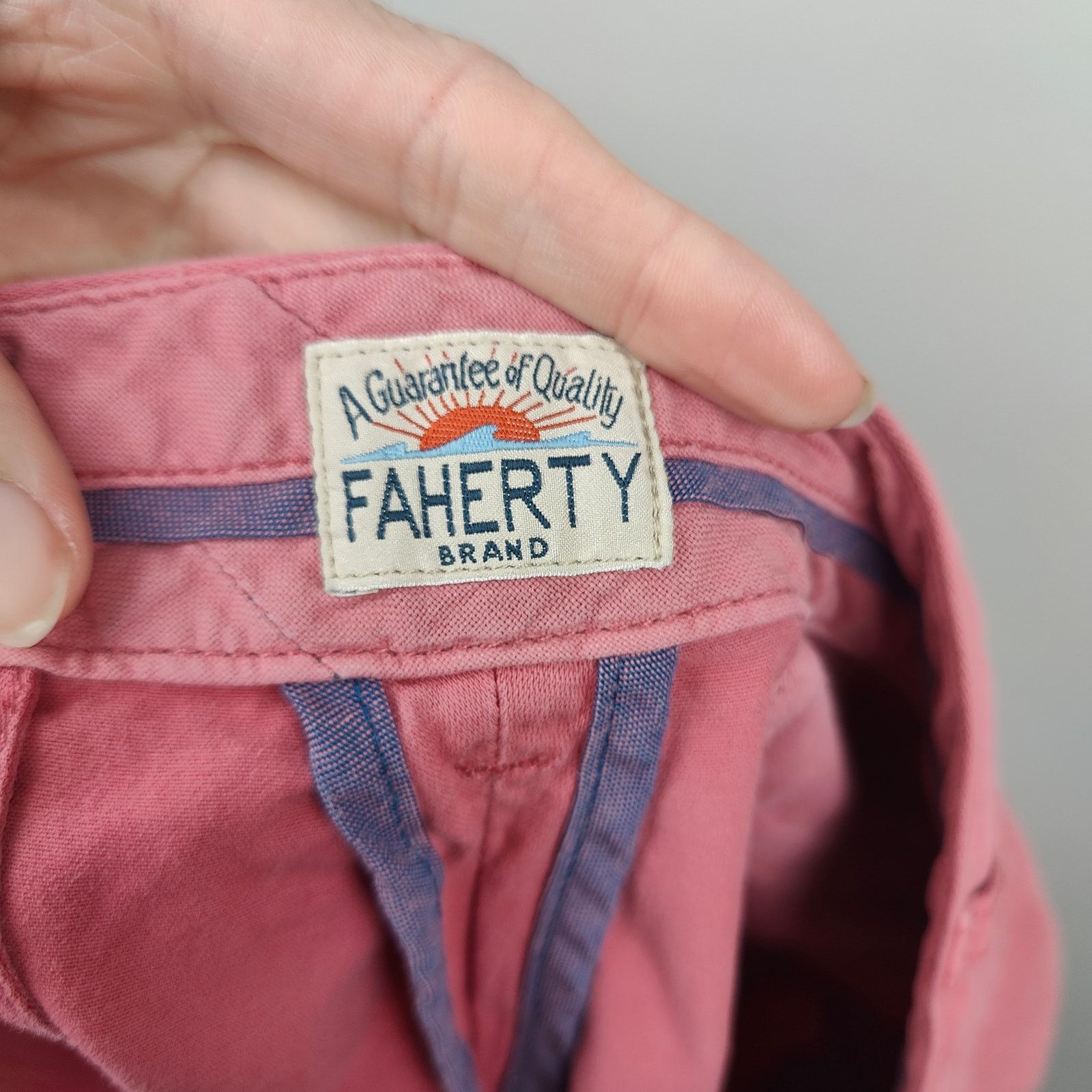 Faherty Faherty Chino Shorts Mens 36 Coral Pink Cotton Stretch 9" Size US 36 / EU 52 - 7 Thumbnail