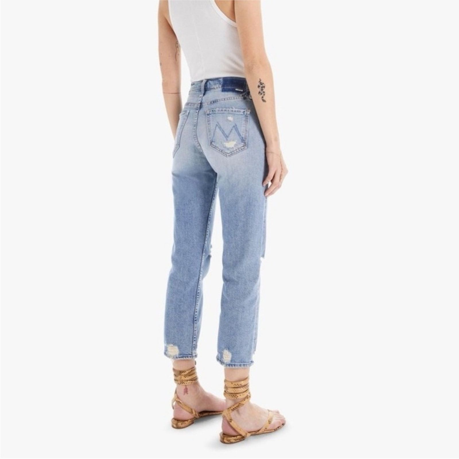 MOTHER MOTHER $258 The Tomcat Distressed Straight Leg Jeans size 32 Size 32" / US 10 / IT 46 - 7 Thumbnail