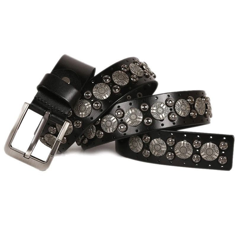 Japanese Brand × Vintage Metal Rivet Cowboy Belt Genuine Leather Cowskin Size ONE SIZE - 3 Thumbnail