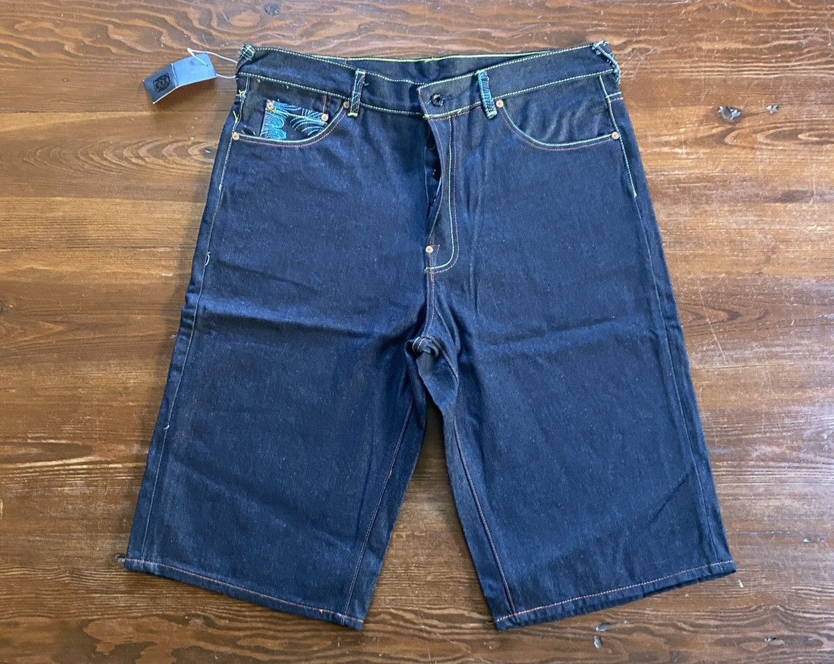RMC Jeans Red Monkey Company Embroider Wide Denim Jean Short Selvedge Size US 37 - 8 Thumbnail