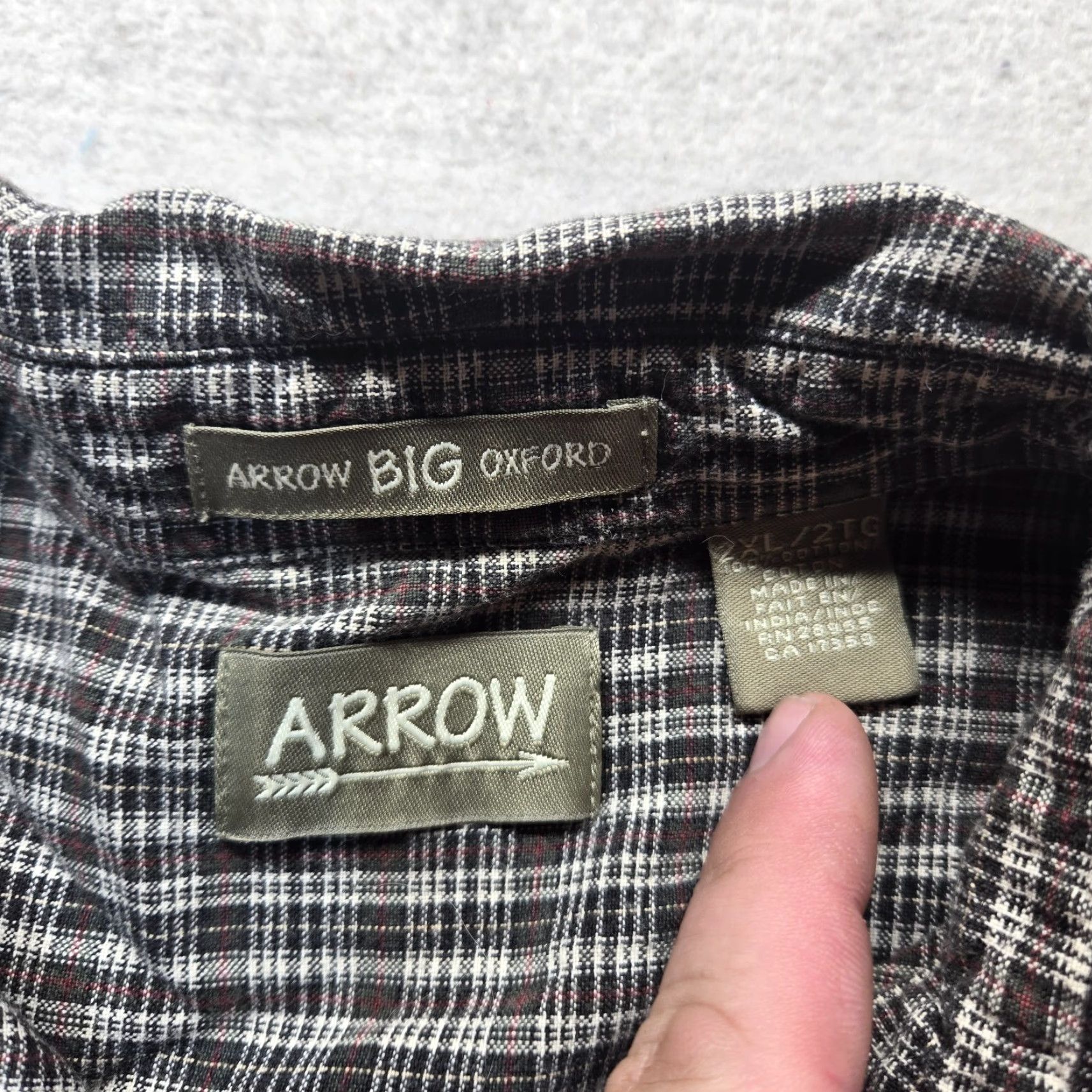 Arrow Arrow Shirt 2XL Mens Brown Checkered Long Sleeve Cotton Button-Up Shirt Size US XXL / EU 58 / 5 - 3 Thumbnail