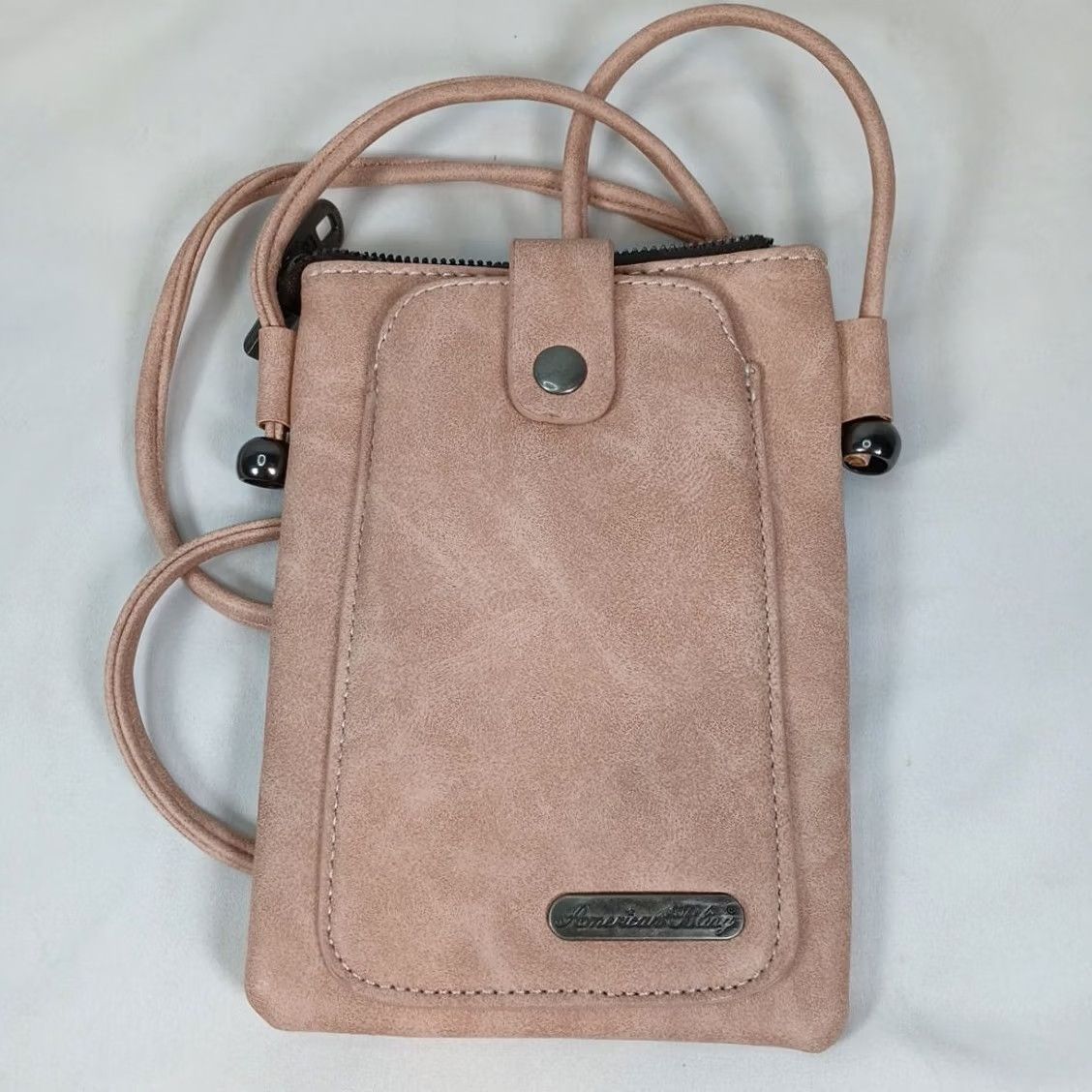 Vintage American Bling Western Crossbody Bag Taupe Faux Leather Studded Cell Phone Purse Small Women's Crossbody Size ONE SIZE - 2 Thumbnail