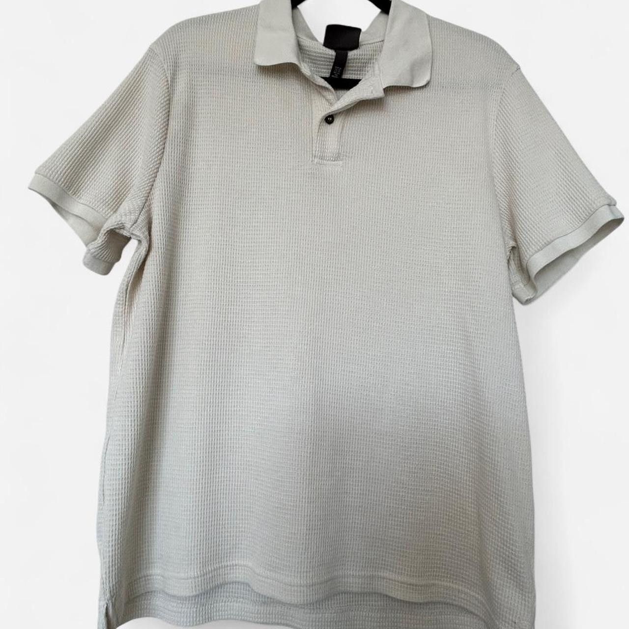 H&M H&M Men’s Beige Knit Polo Shirt Size US XL / EU 56 / 4 - 1 Thumbnail