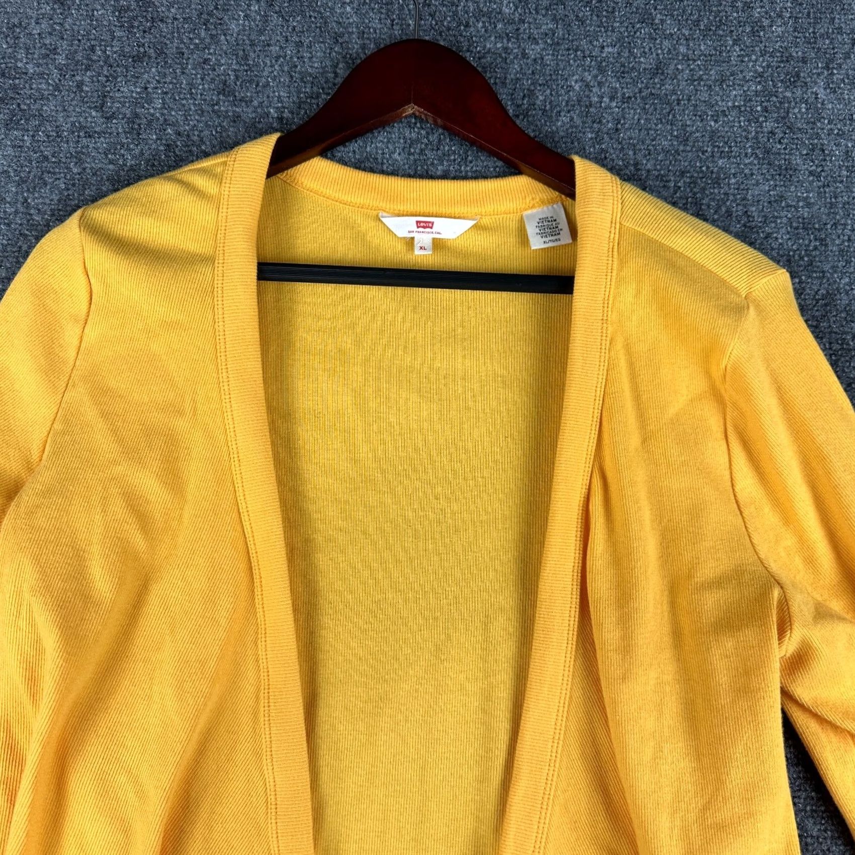 Levi's Levi's Sweater Cardigan Womens XL Yellow Cotton Blend Knit Open Tie Hem Long Sleeve V-Neck Casual Modern 90s? Size XL / US 12-14 / IT 48-50 - 3 Thumbnail