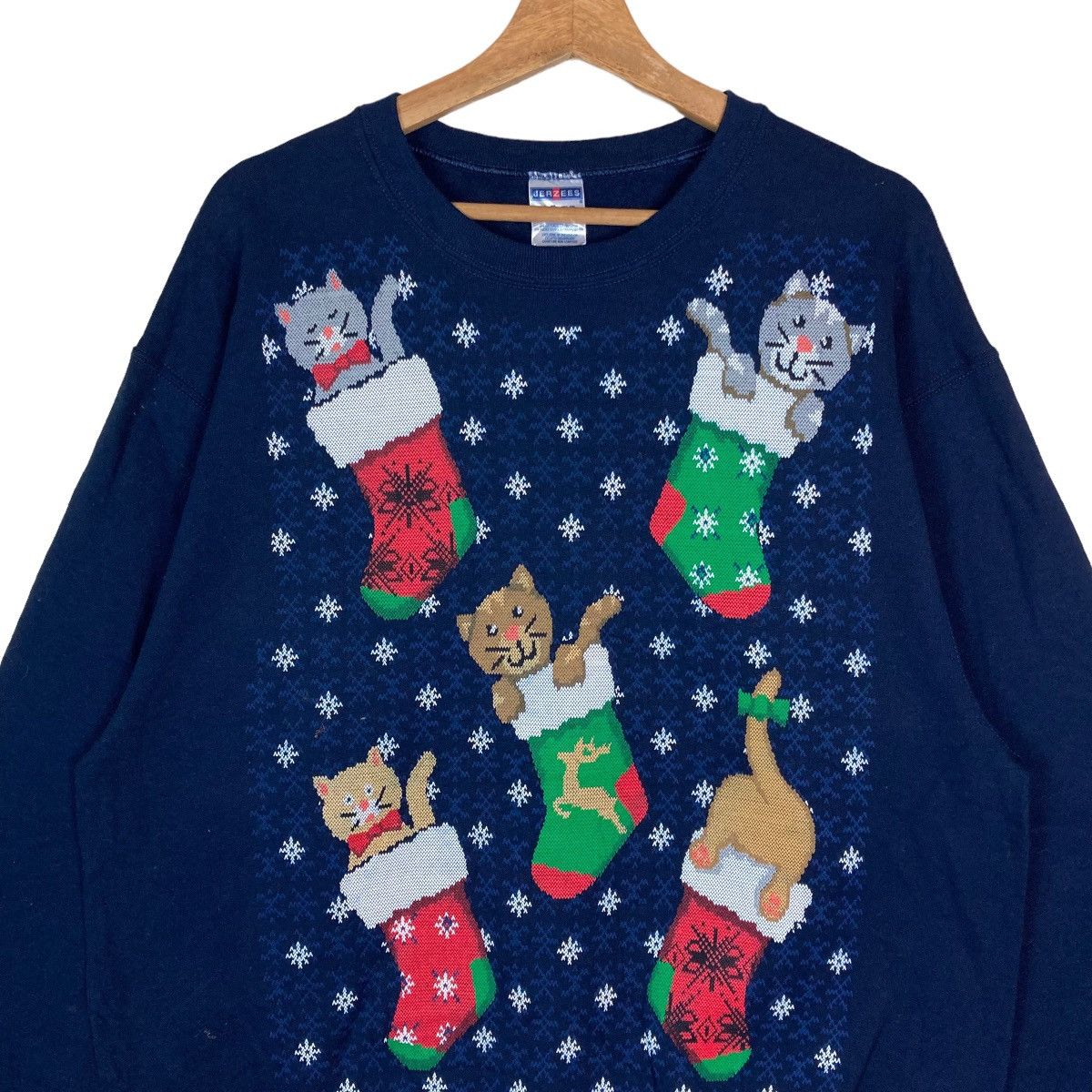 Jerzees Vintage Jerzees Kitty Merry Christmas Pullover Jumper Size US L / EU 52-54 / 3 - 2 Thumbnail