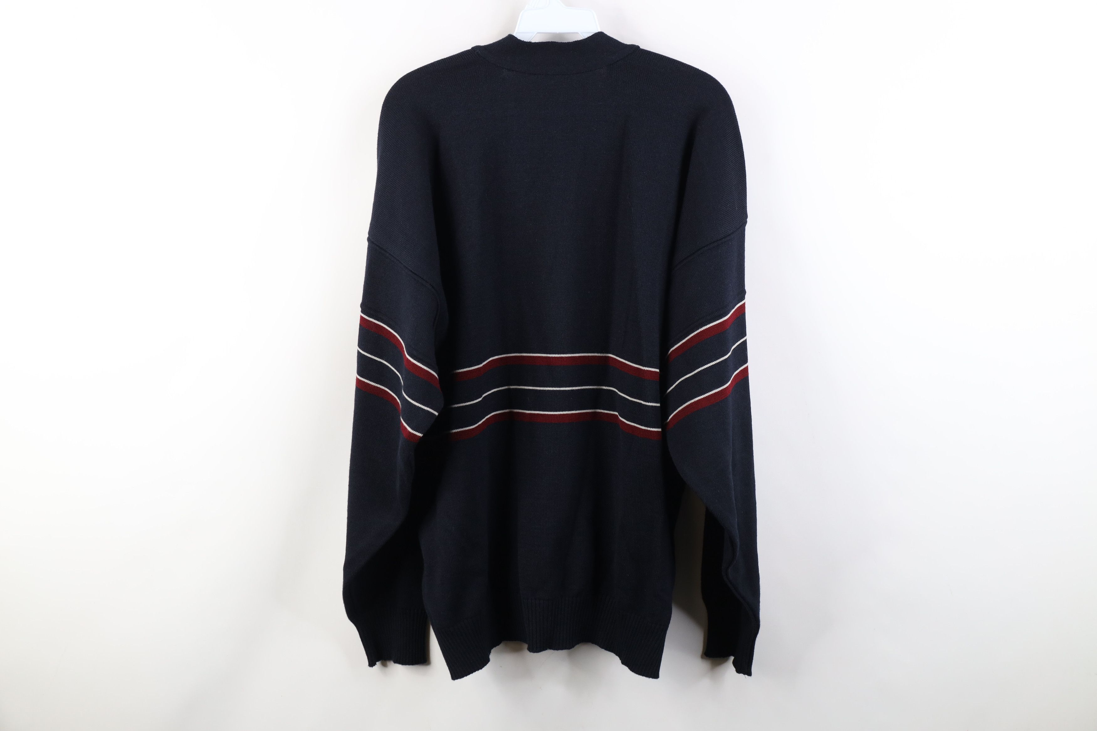 Vintage Vintage 90s Streetwear Knit Striped Cardigan Sweater Blue Size US XL / EU 56 / 4 - 13 Thumbnail