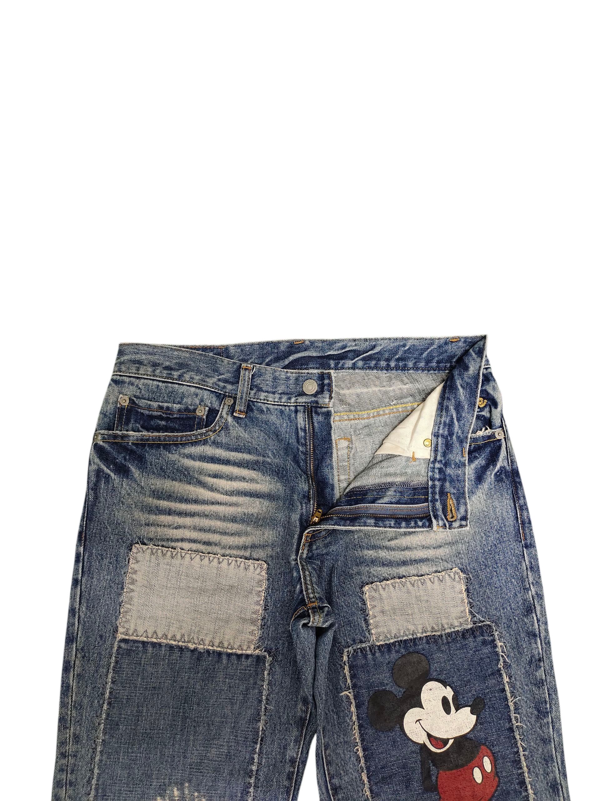 Mickey Mouse Vintage 90s Mickey Mouse Patchwork Clawmark Distress Jeans Size US 32 / EU 48 - 7 Thumbnail