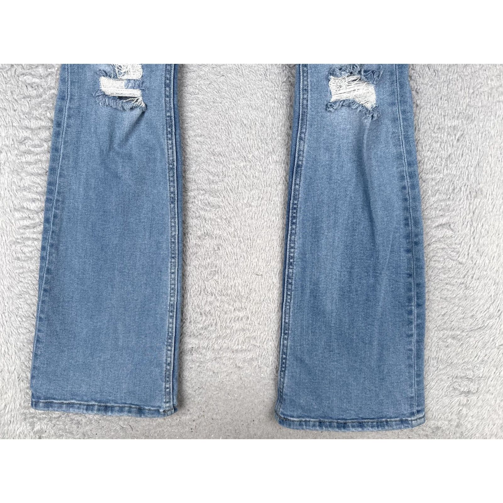 Vintage Zenana Jeans Womens 26 Blue Med Wash Mid Rise Distressed Stretch Flared 5-Pocket Denim Vintage No Size 26" / US 2 / IT 38 - 2 Thumbnail