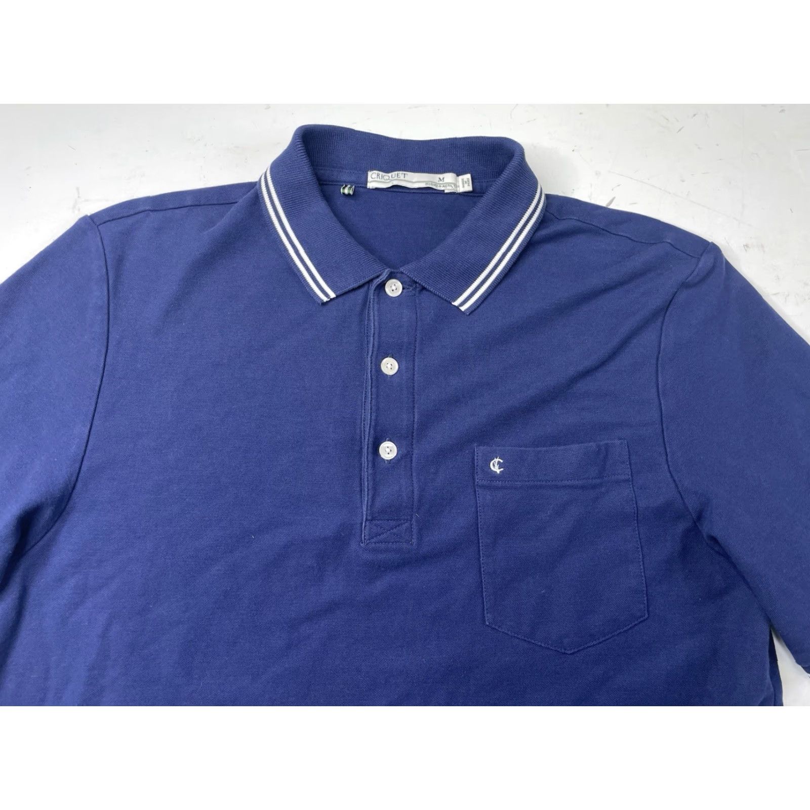 Vintage Criquet Polo Shirt Mens M Blue Cotton Short Sleeve Slim Island? Size US M / EU 48-50 / 2 - 2 Thumbnail