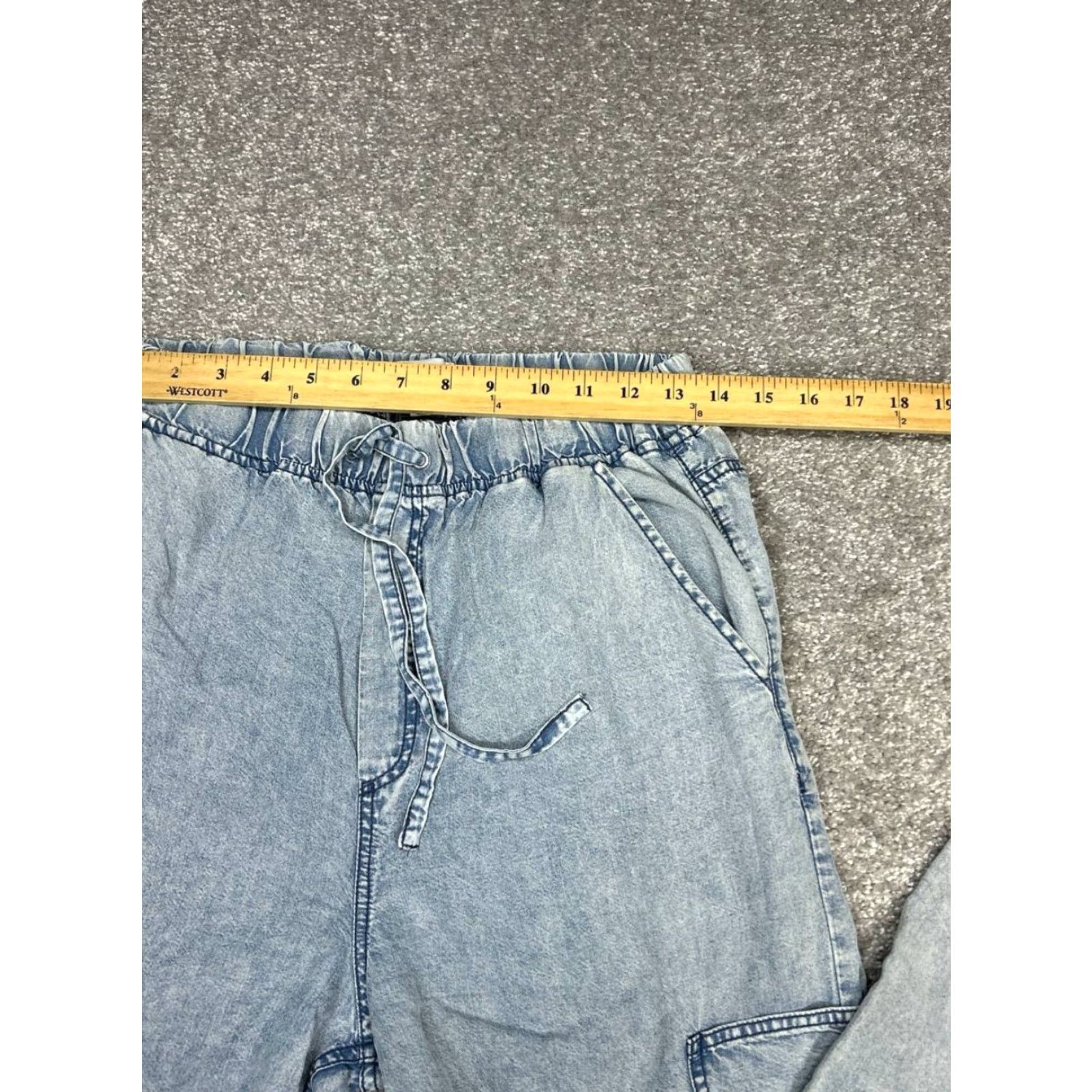 Everlane Everlane Cargo Jeans Women Small Blue Denim Cotton High Rise Wide Leg Drawstring Womens Size 27" / US 4 / IT 40 - 6 Thumbnail