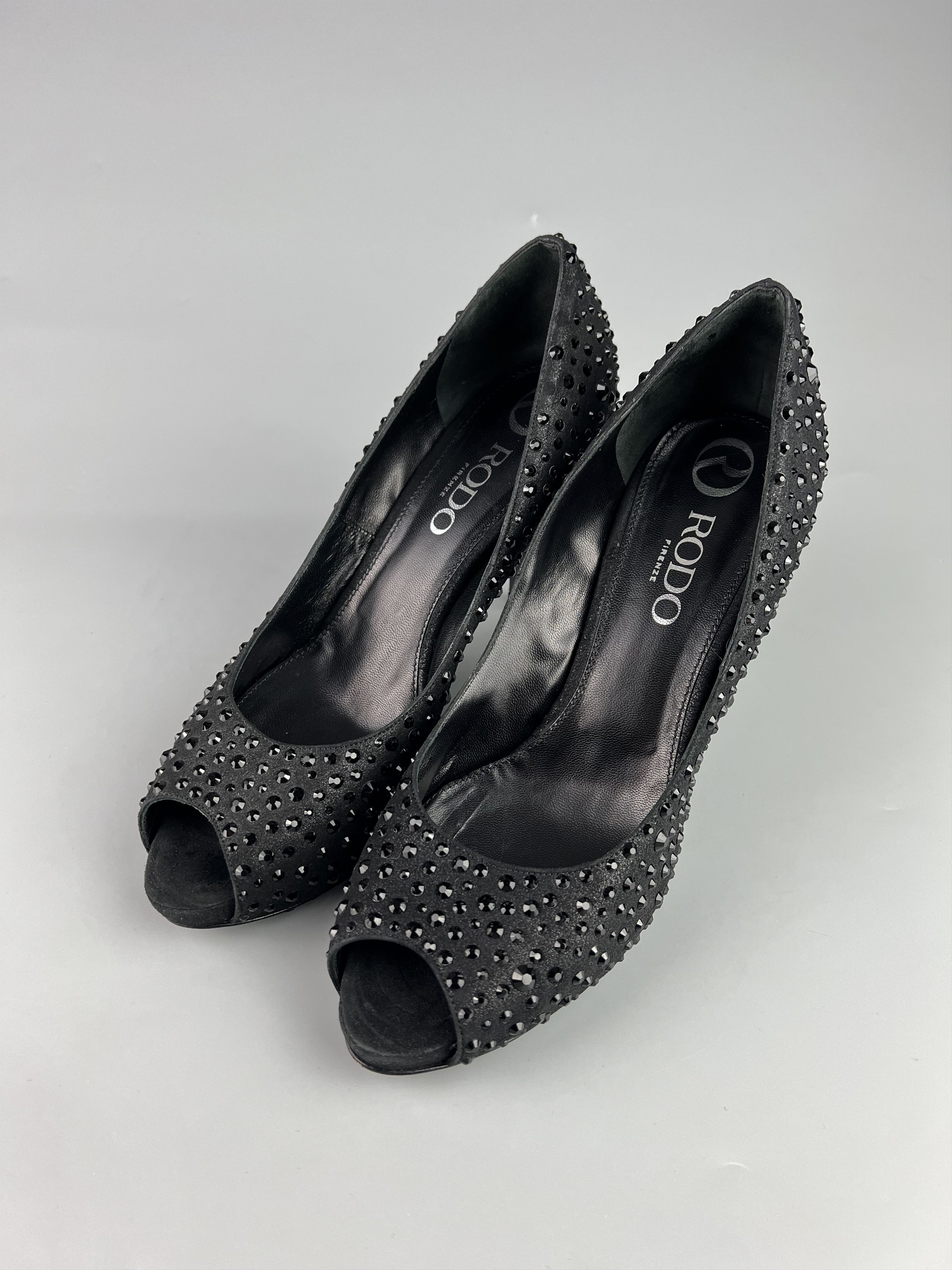 Other Rodo Black Crystals Rhinestones Pumps Shoes Size 39.5 Size US 8.5 / IT 38.5 - 3 Thumbnail