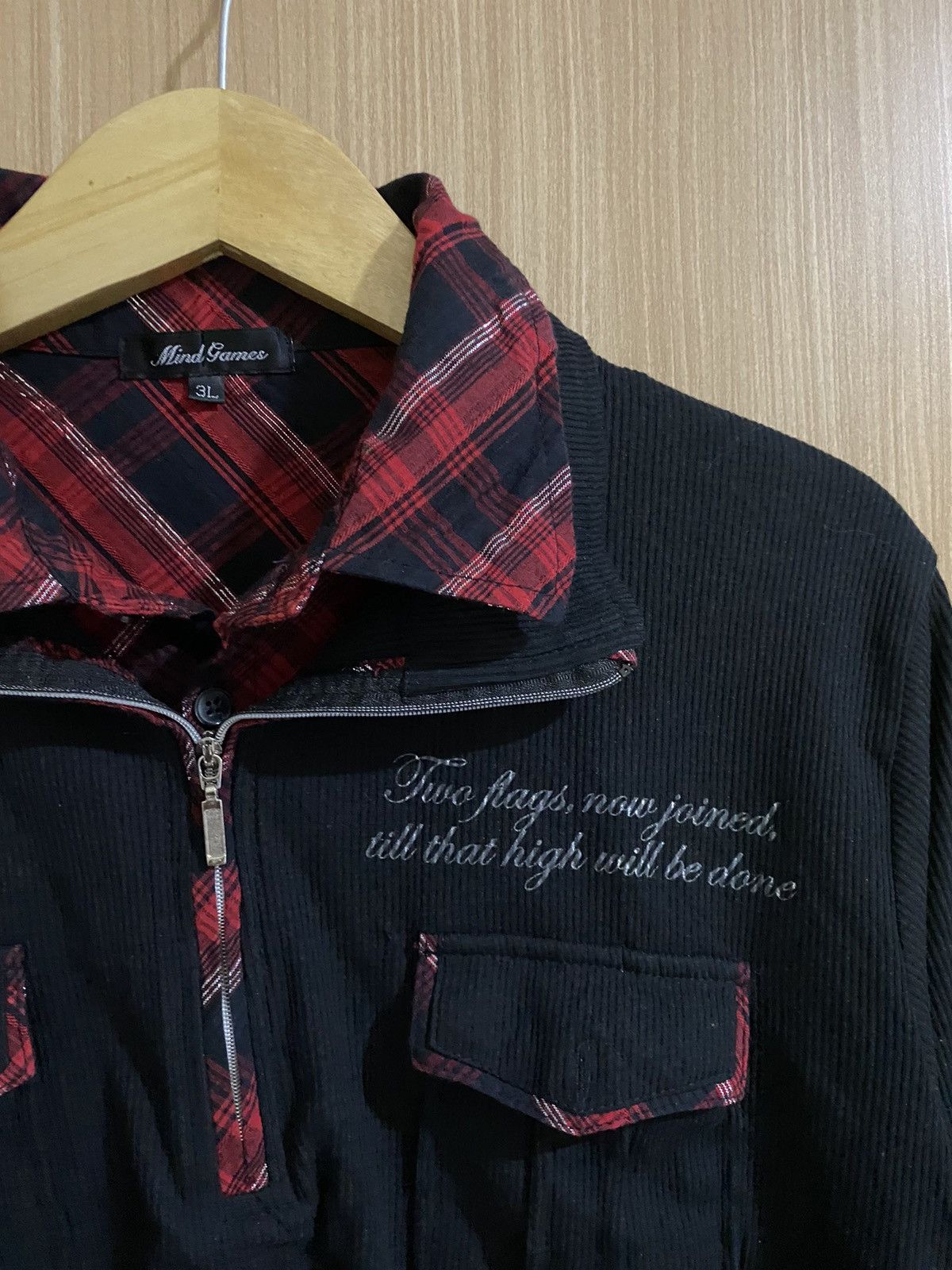 If Six Was Nine 2000s mind games double collar half zip poem punk polo shirt Size US XL / EU 56 / 4 - 5 Thumbnail