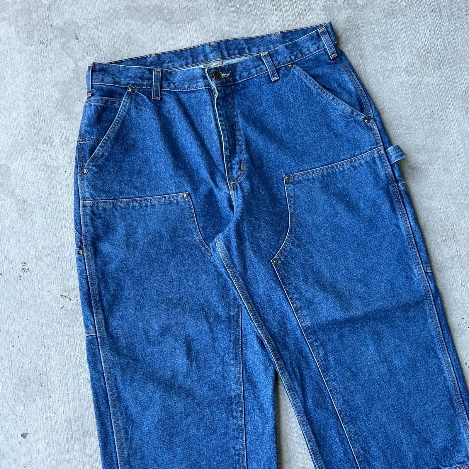 Carhartt × Vintage Carhartt denim blue jean double knee work carpenter pants Size US 35 - 2 Thumbnail