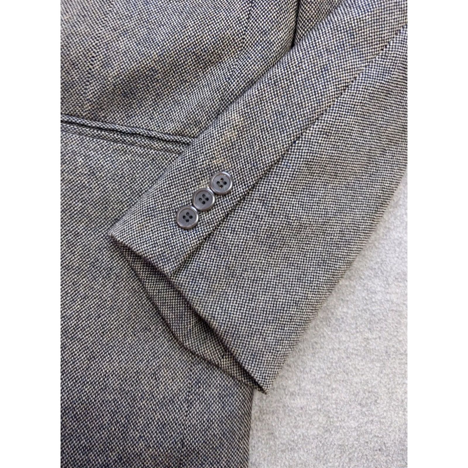 Vintage Cezar Del Prado Blazer Mens 42L Wool Sport Coat Jacket Notch Lapel Two-Button Single-Breasted Office Wear Brown Wool Herringbone 2 Piece Mens Long Size 42R - 2 Thumbnail