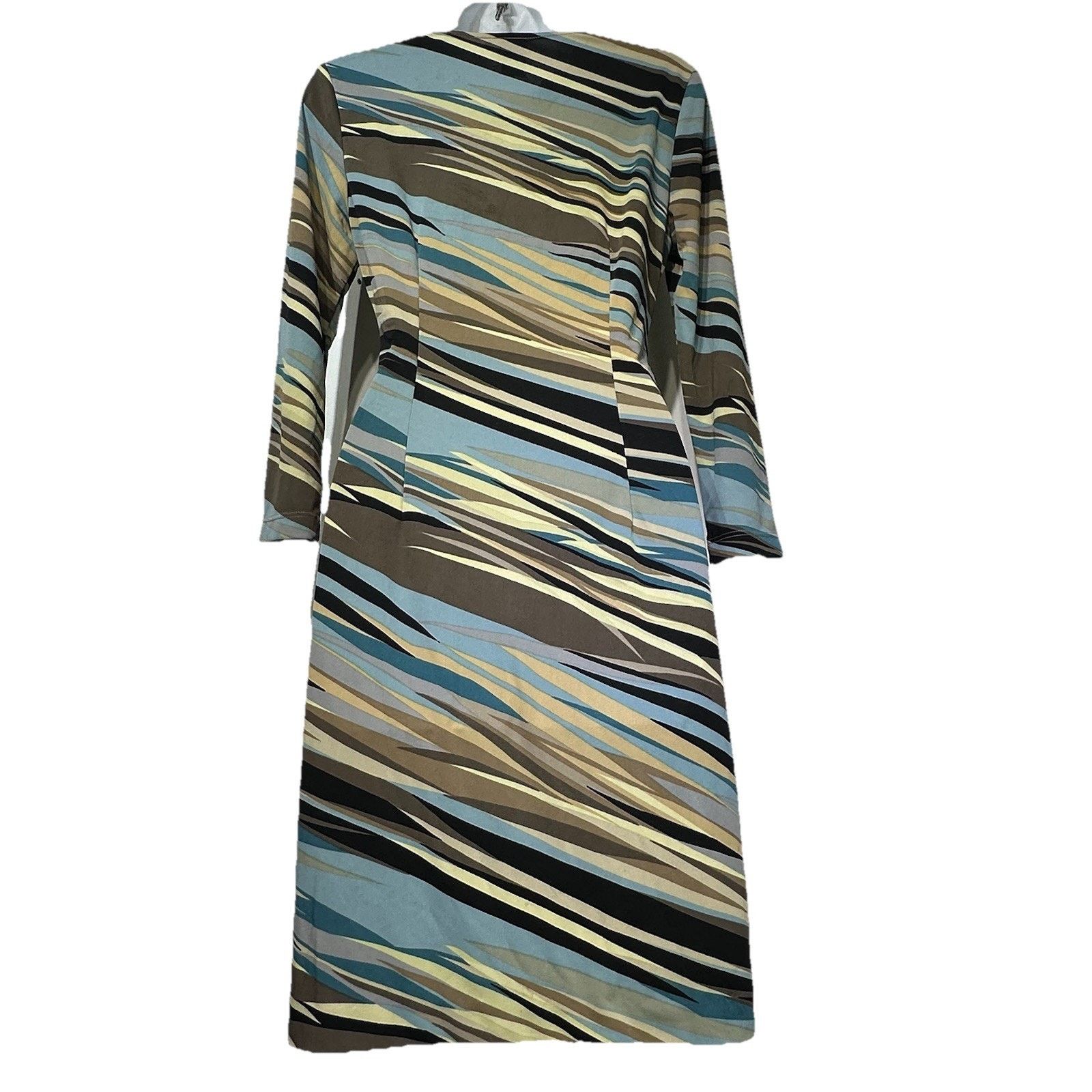 Bcbgmaxazria BCBG MaxAzria Stretch Dress M Surplice Wrap Blue Stripe Size M / US 6-8 / IT 42-44 - 4 Thumbnail