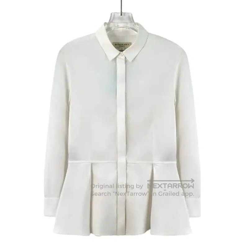 Burberry Women's White Cotton Peplum Shirt.