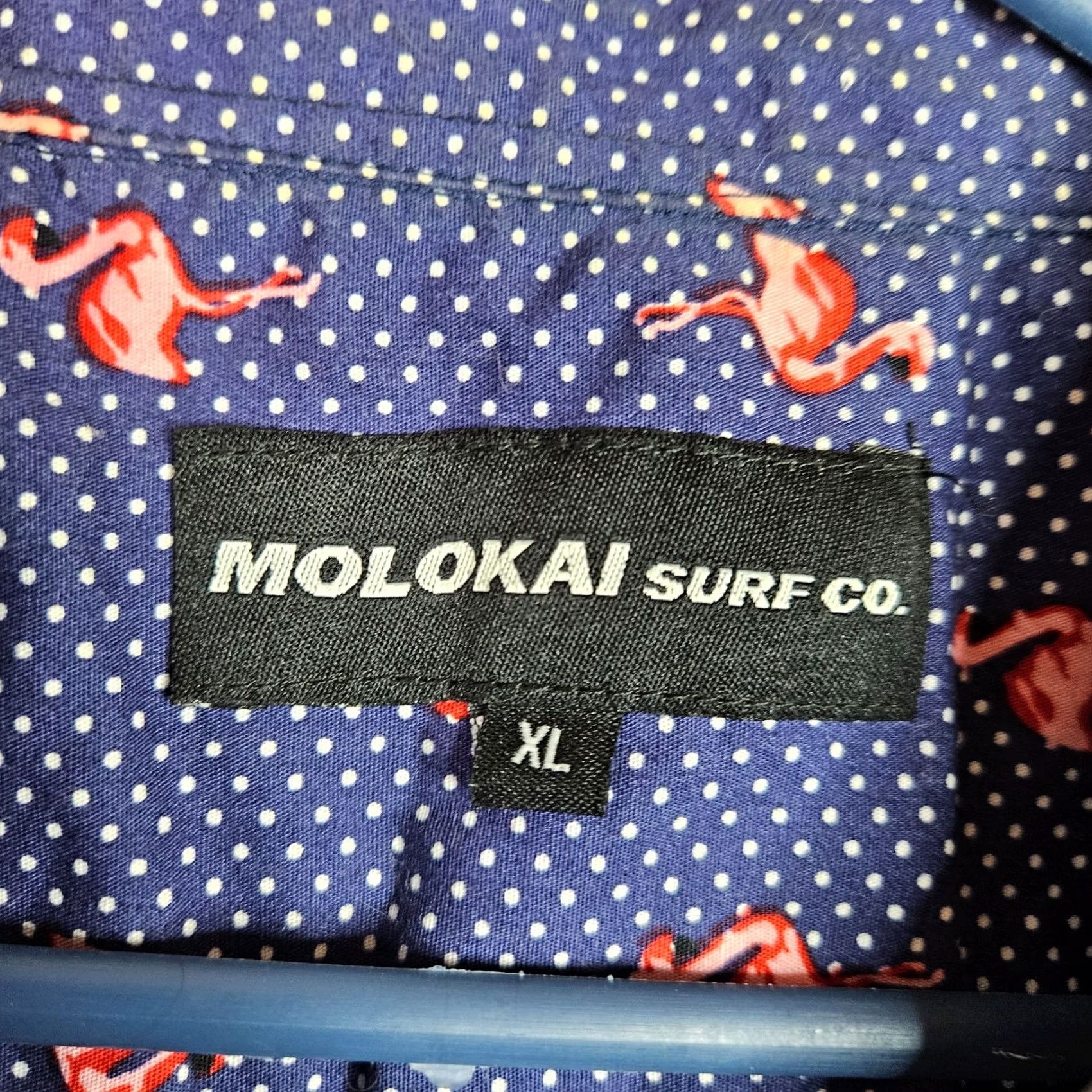 CO Molokai Surf Co Flamingo Shirt XL Blue Short Sleeve Button Up Tropical Print Shirt Men Regular Fit Size US XL / EU 56 / 4 - 3 Thumbnail