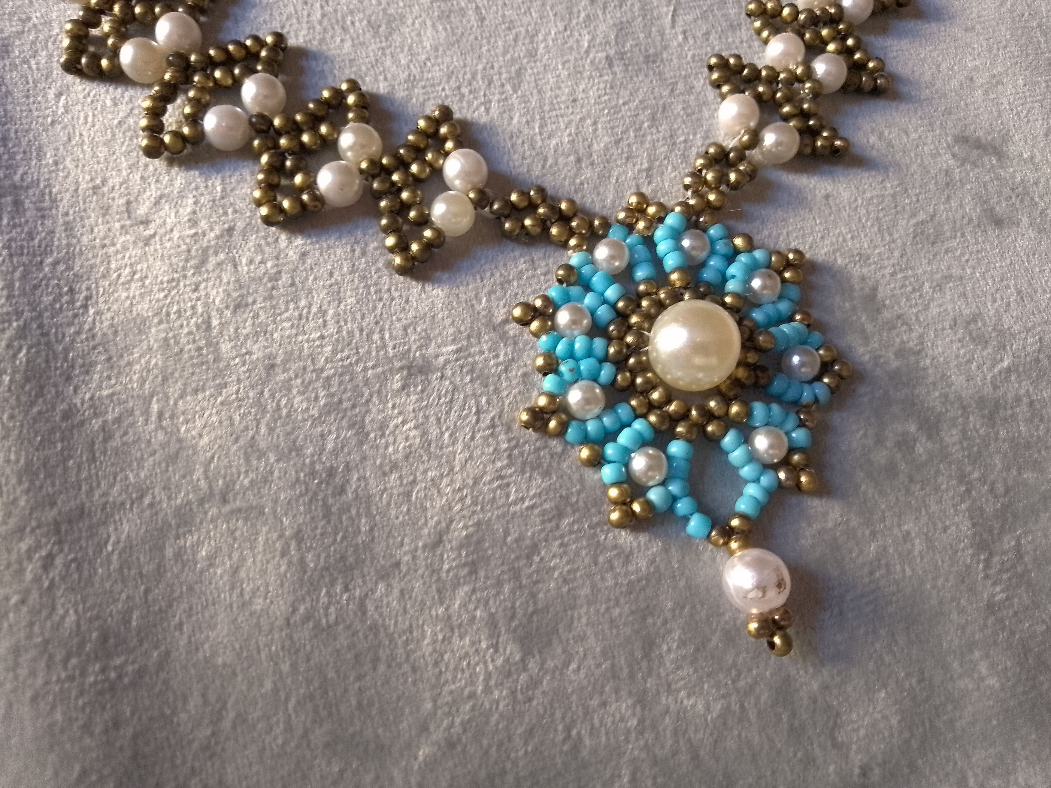 Handmade Necklace Antique Brass Vintage Style Pearls Pendant Earrings Size ONE SIZE - 6 Thumbnail