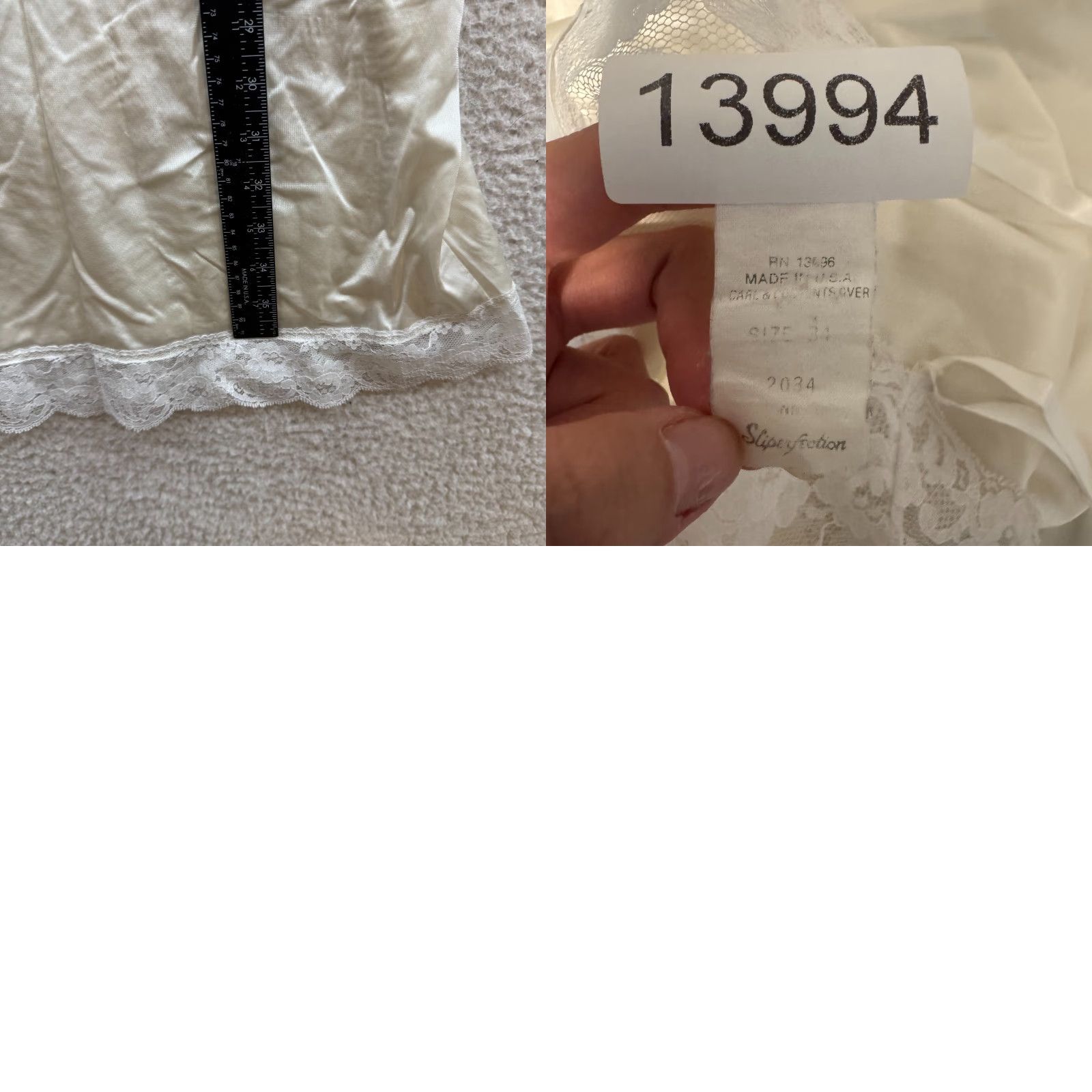 Vintage VINTAGE 90s Slip Dress Small Ivory Satin Lace Negligee Chemise Lingerie Women's 34 Slips Size S / US 4 / IT 40 - 8 Thumbnail