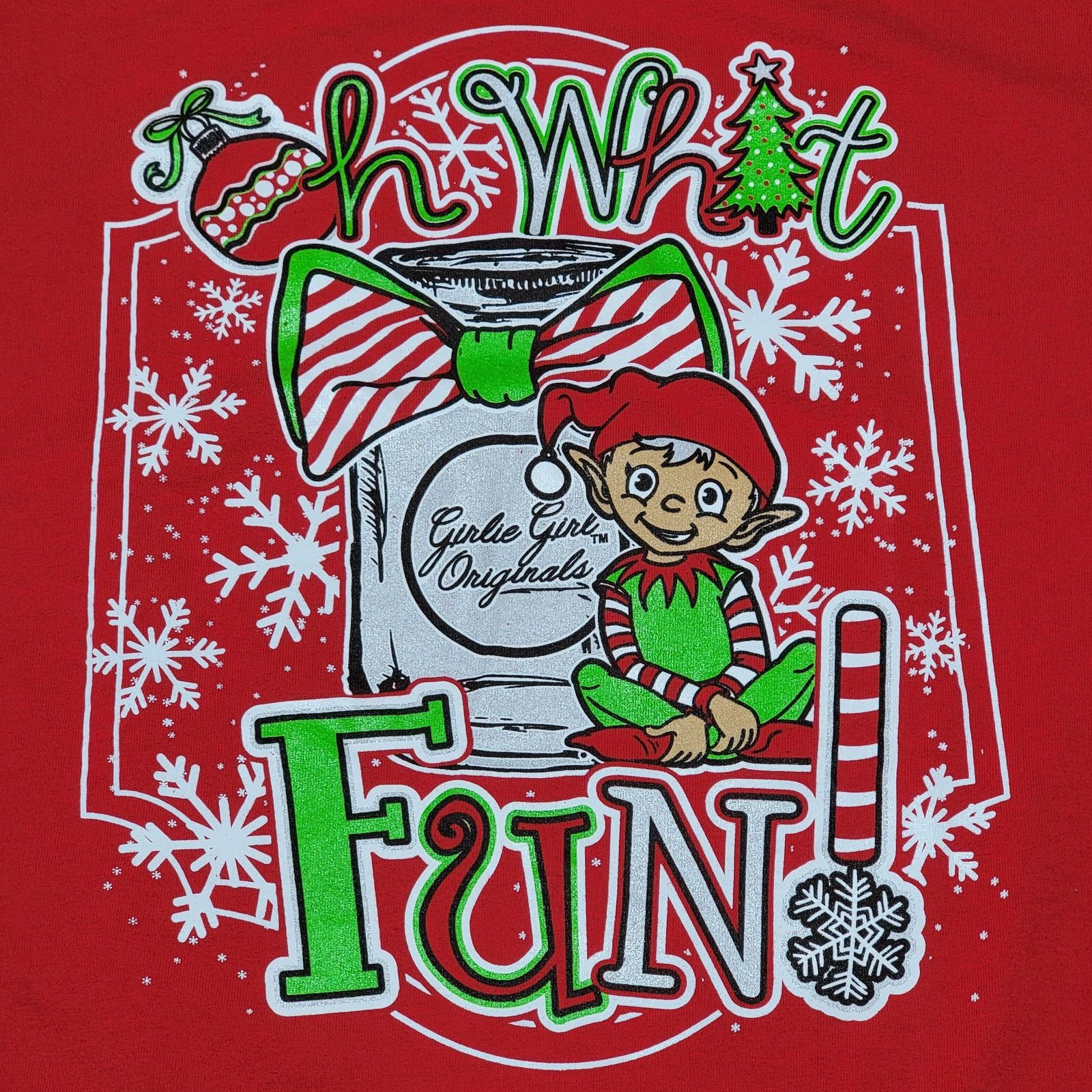 Other Girlie Girl LS Christmas Tee (Gildan) "Oh What Fun" Elf - XL Size XL / US 12-14 / IT 48-50 - 2 Thumbnail