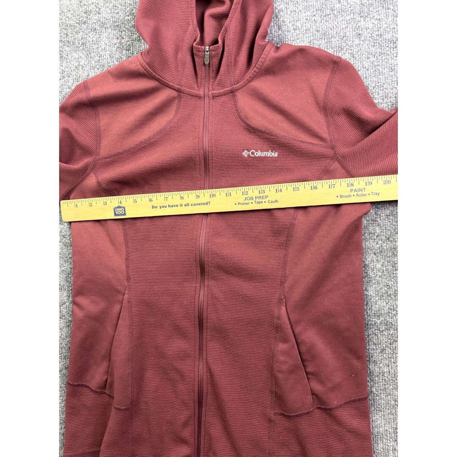 Vintage Columbia Jacket Womens L Red Hooded Full Zip Fleece Thumbholes Hiking Size L / US 10 / IT 46 - 4 Thumbnail