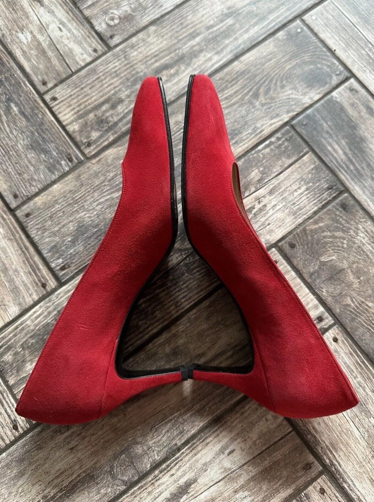 Charles Jourdan Vintage Charles Jourdan Paris Red Heels Suede Leather Shoes Size US 8 / IT 38 - 14 Thumbnail