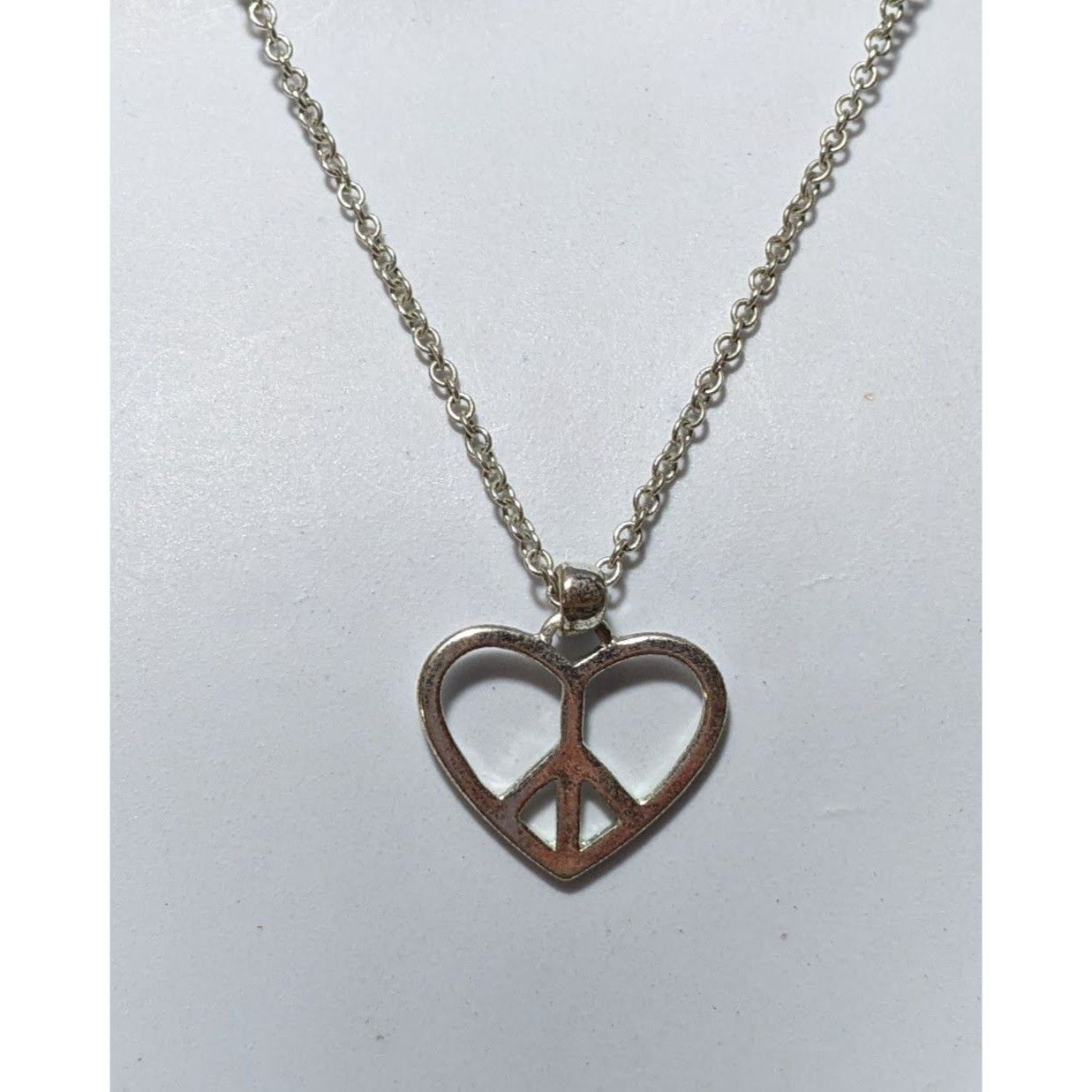 Other Silver Peace Heart Necklace Size ONE SIZE - 7 Thumbnail