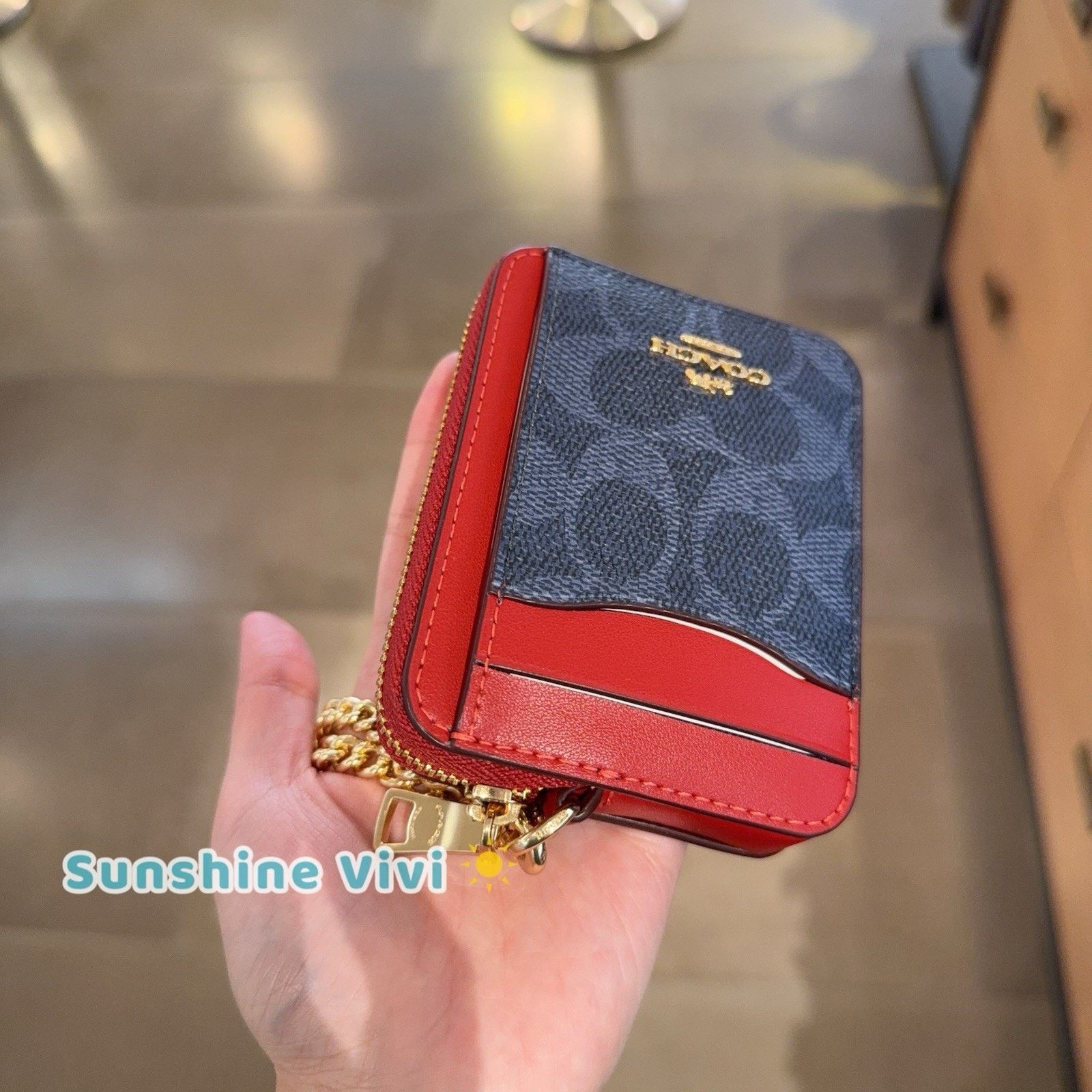 Coach NWT Coach CW883 Zip Card Case In Denim/Bold Red Size ONE SIZE - 5 Thumbnail
