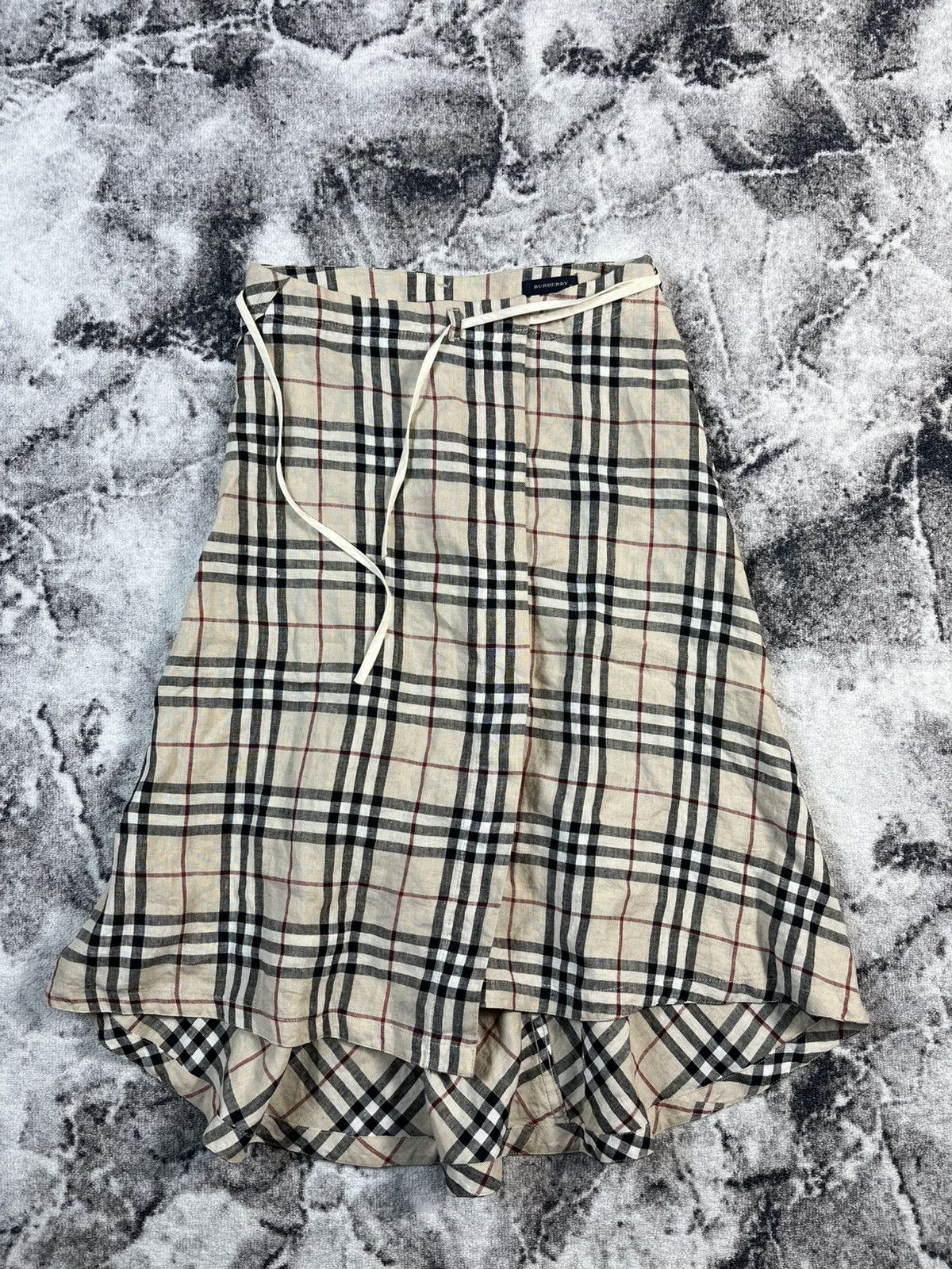 Burberry Burberry Nova Check Skirt Linen Beige Women XS (fits XS–S) Size 29" - 5 Thumbnail