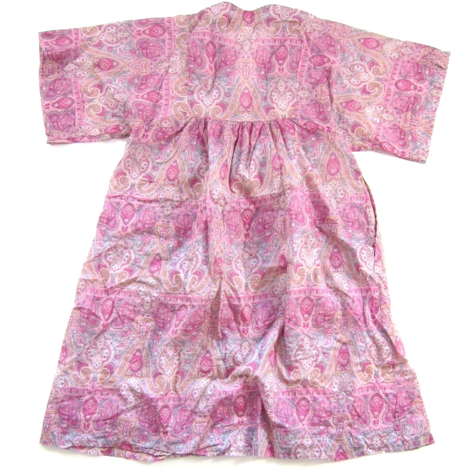 Vintage Papinelle Pocket Maxi Kaftan Dress Pink Cotton Short Sleeve Small Size 28" / US 6 / IT 42 - 2 Thumbnail