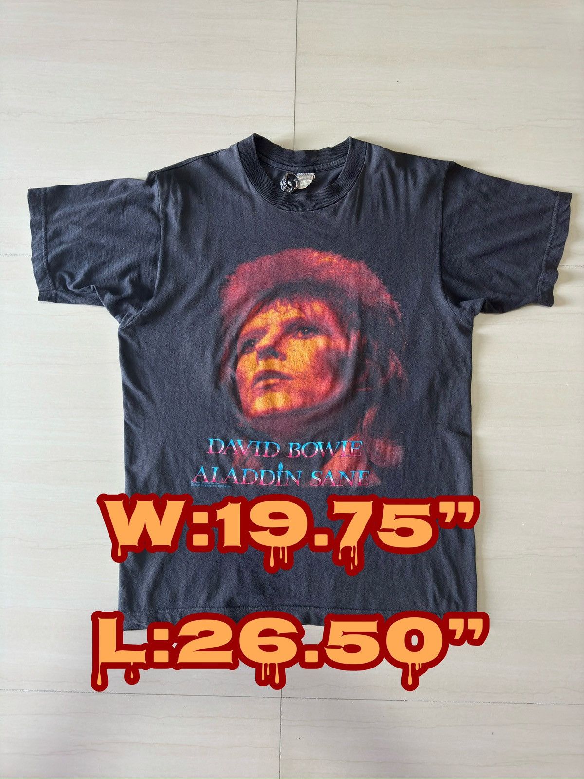 image of Band Tees x Vintage 1990 David Bowie Sound + Vision 1973 Aladdin Sane VTG Shirt in Black (Size Medi