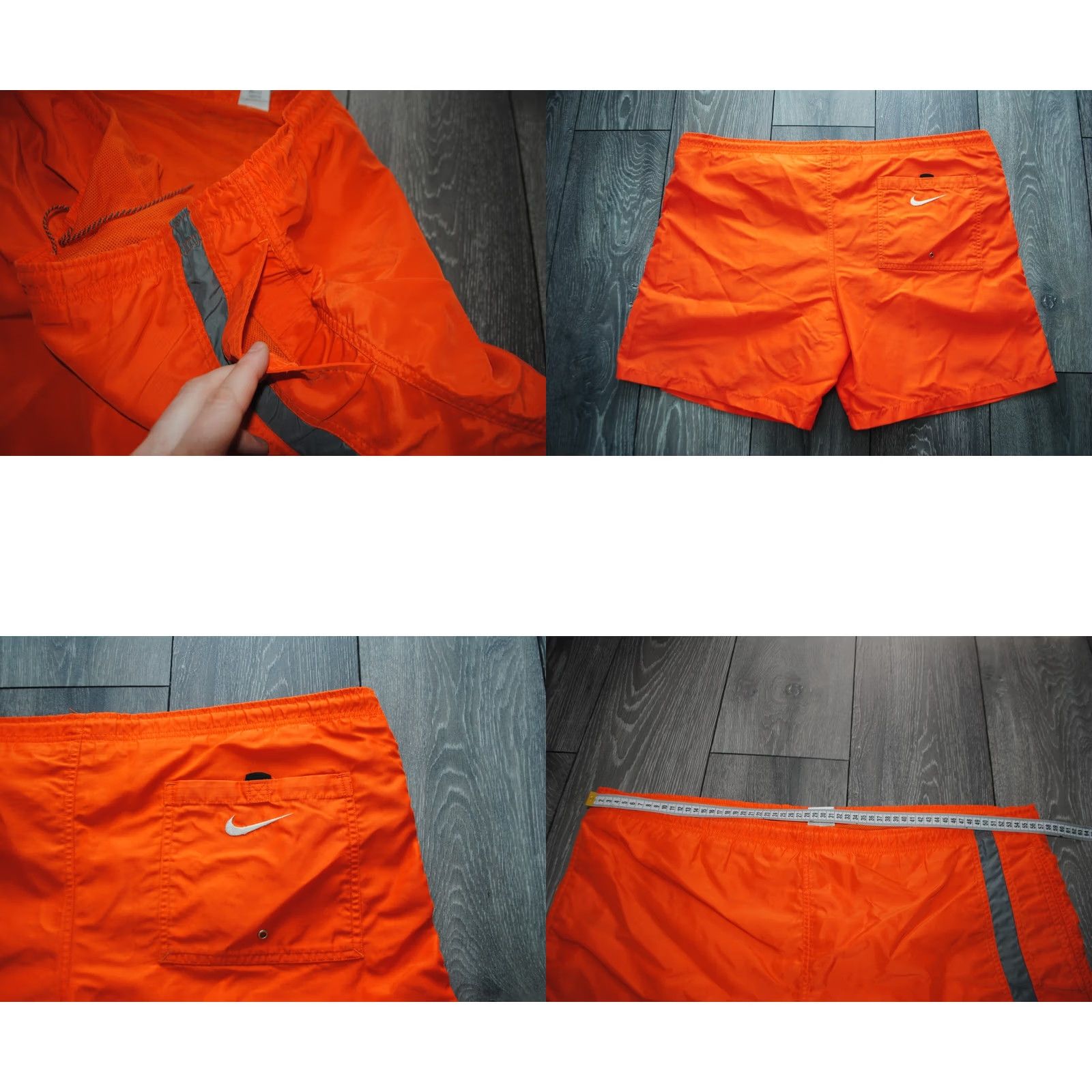 Nike VINTAGE Nike SHORTS ADULT XL ORANGE SWOOSH 90S NYLON BEACH SWIMMING WITH POCKETS Size US 36 / EU 52 - 8 Thumbnail