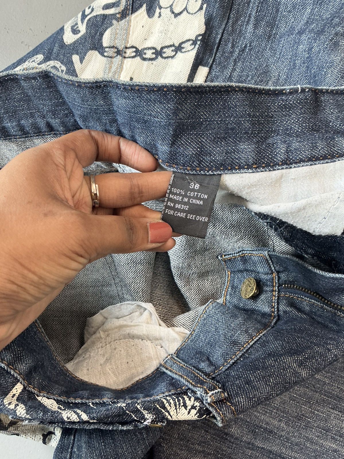 Designer × Vintage Vintage parish crazy patterns printed straight fit denim Size US 35 - 8 Thumbnail